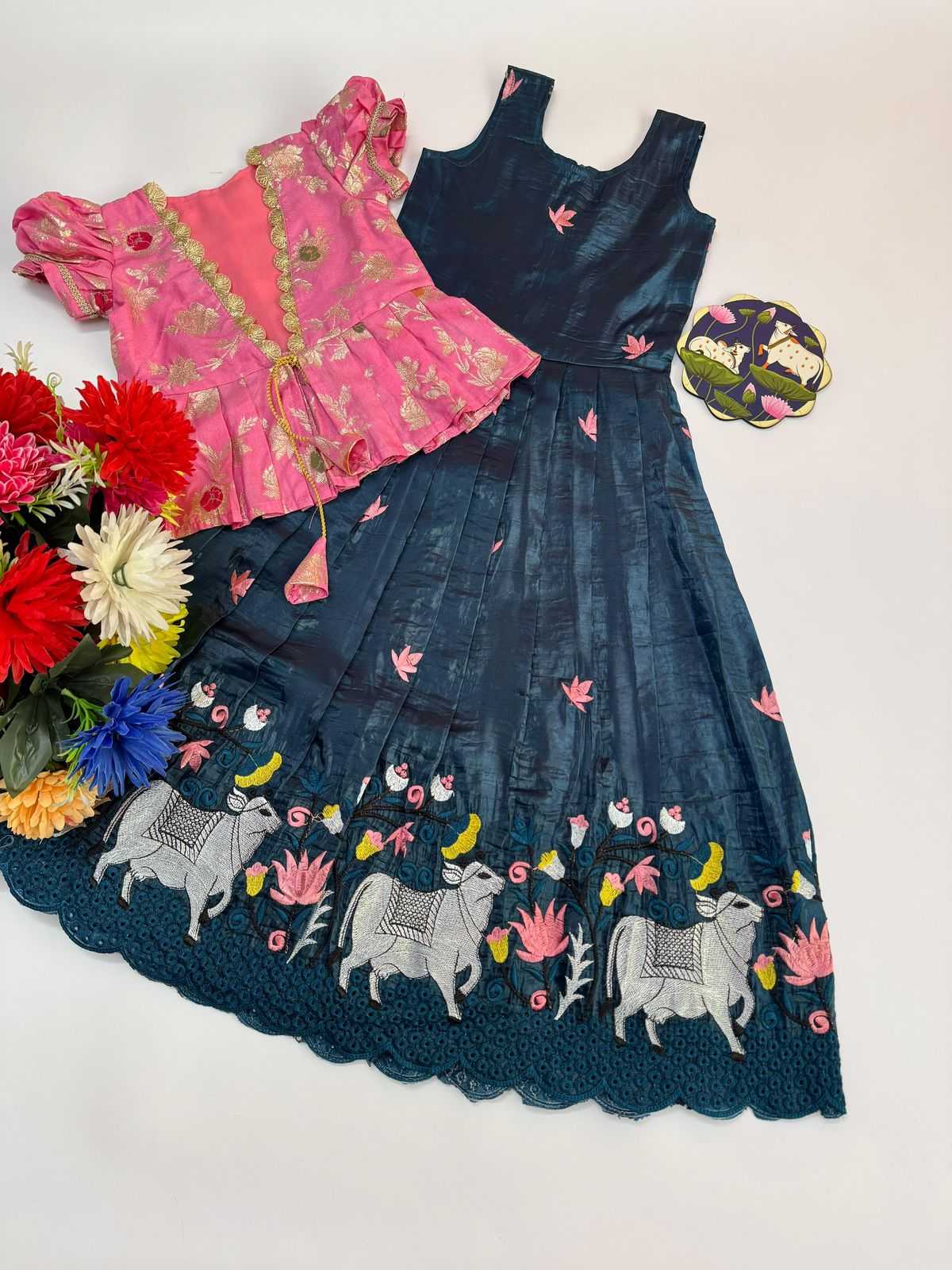 Ynf Fancy RIN235 nylon Dola Kids Wear Wholesale Kids Gown Kids Designer Frock Kids Festive Wear Manufacturer- Kids Exports