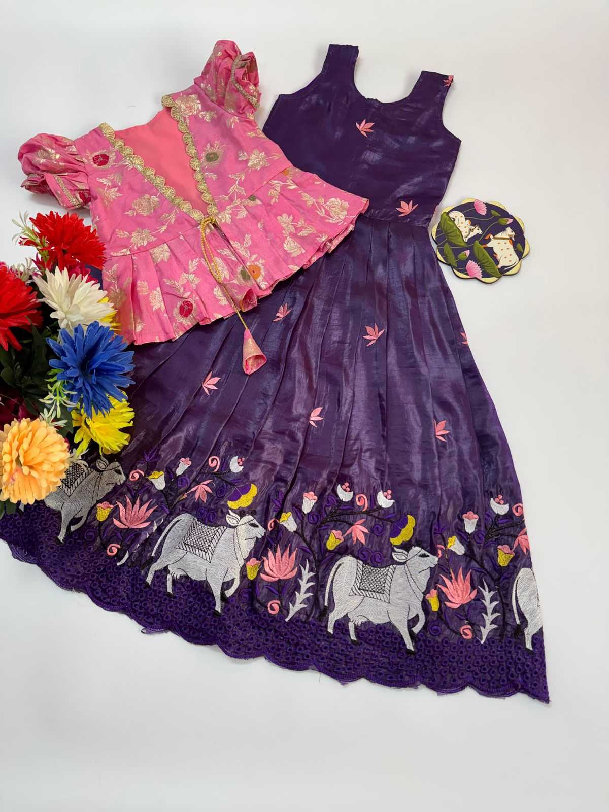 Ynf Fancy RIN235 nylon Dola Kids Wear Wholesale Kids Gown Kids Designer Frock Kids Festive Wear Manufacturer- Kids Exports