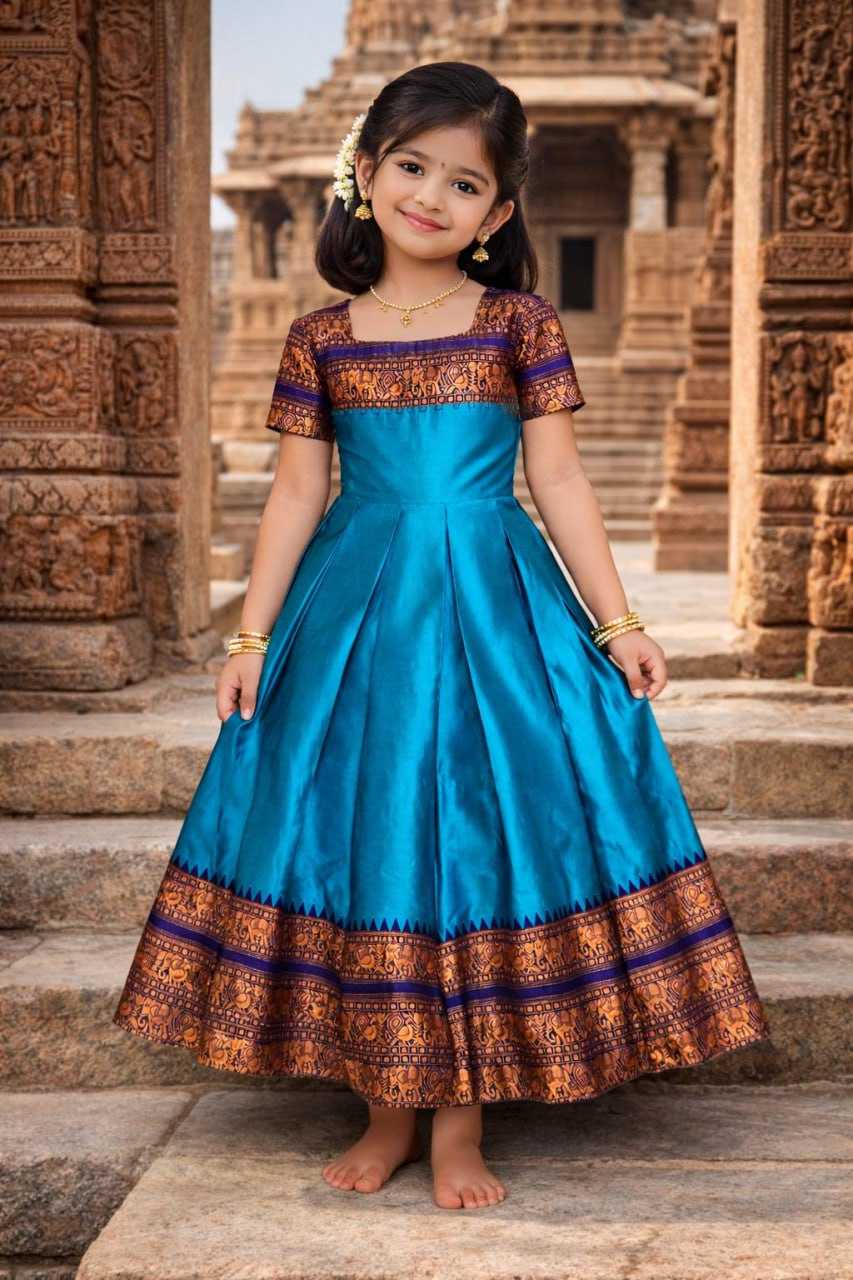 Ynf Lichi Silk KESH642 065 Kids Wear Wholesale Kids Gown Girls Ethnic Wear Kids Party Wear Ethnic Manufacturer- Kids Exports