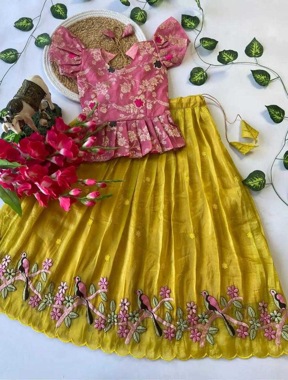 Ynf Nylon RIN235 Nylon silk Kids Wear Wholesale Embroidered Frock Kids Lehenga Choli Baby Girl Lehenga Manufacturer- Kids Exports