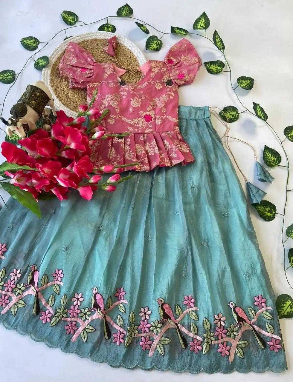 Ynf Nylon RIN235 Nylon silk Kids Wear Wholesale Embroidered Frock Kids Lehenga Choli Baby Girl Lehenga Manufacturer- Kids Exports