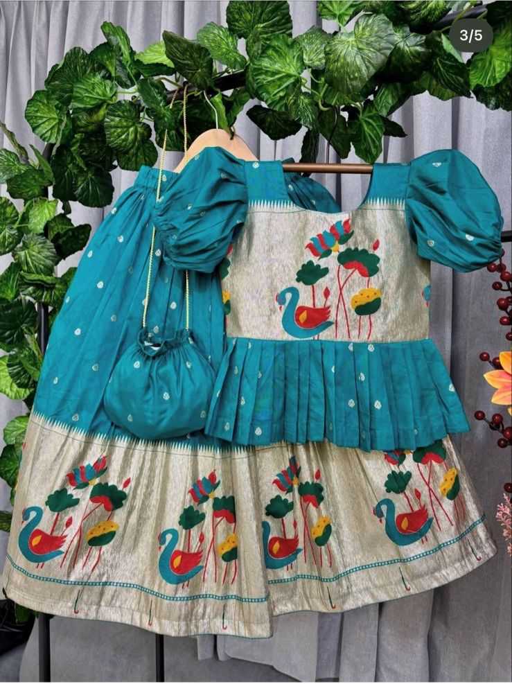 Ynf Premium Silk RIN235 Teal Green Kids Wear Wholesale Kids Lehenga Kids Festive Wear Kids Wedding Outfits Manufacturer- Kids Exports
