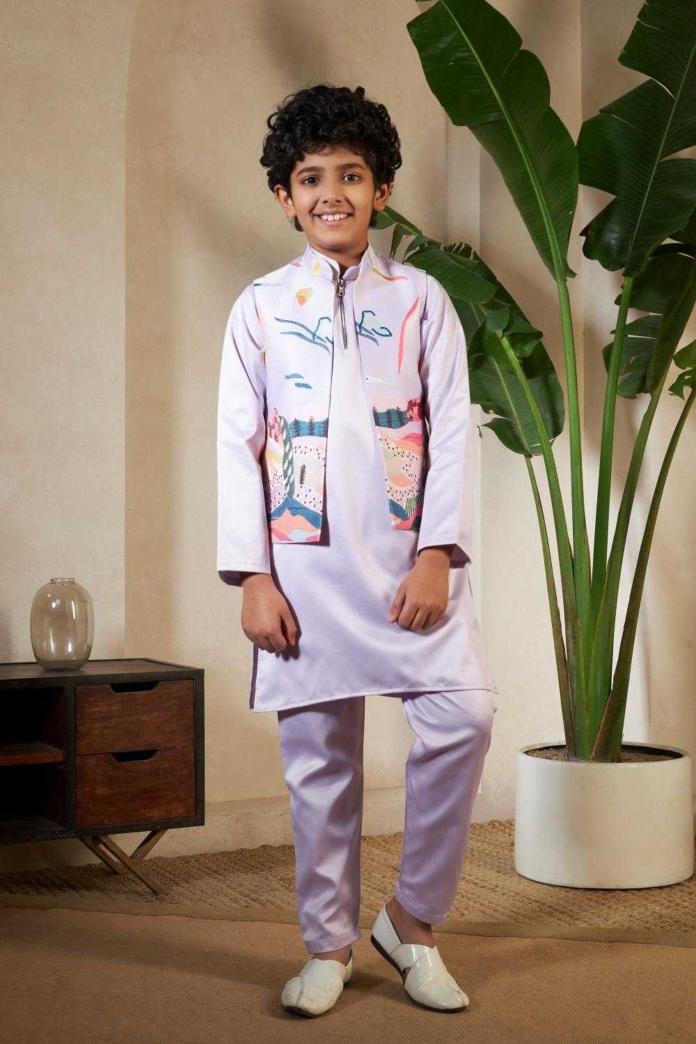 Ynf Satin RIN202 91071 ETHNIC CARNIVAL Kids Wear Wholesale Boys Kurta Pyjama Kids Kurta Pajama Baby Boy Kurta Set Manufacturer- Kids Exports
