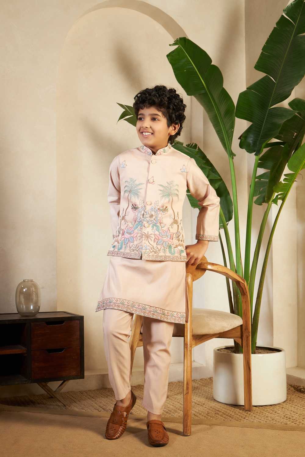 Ynf Silk RIN202 91051 LITTLE VIRAASAT Kids Wear Wholesale Boys Kurta Pyjama Kids Kurta Pajama Baby Boy Kurta Set Manufacturer- Kids Exports