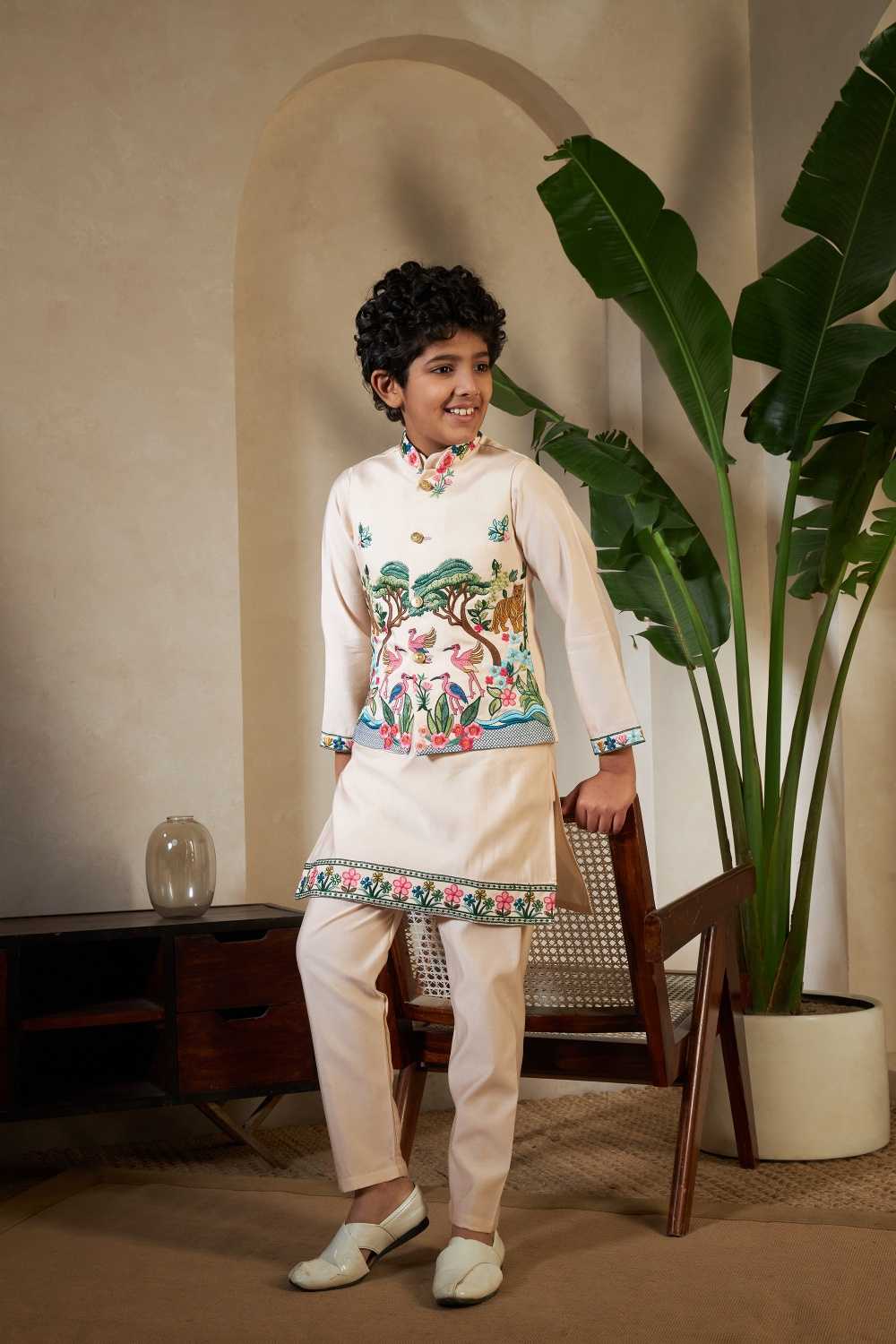 Ynf Silk RIN202 91061 ROYAL VANTARA Kids Wear Wholesale Boys Kurta Pyjama Kids Kurta Pajama Baby Boy Kurta Set Manufacturer- Kids Exports