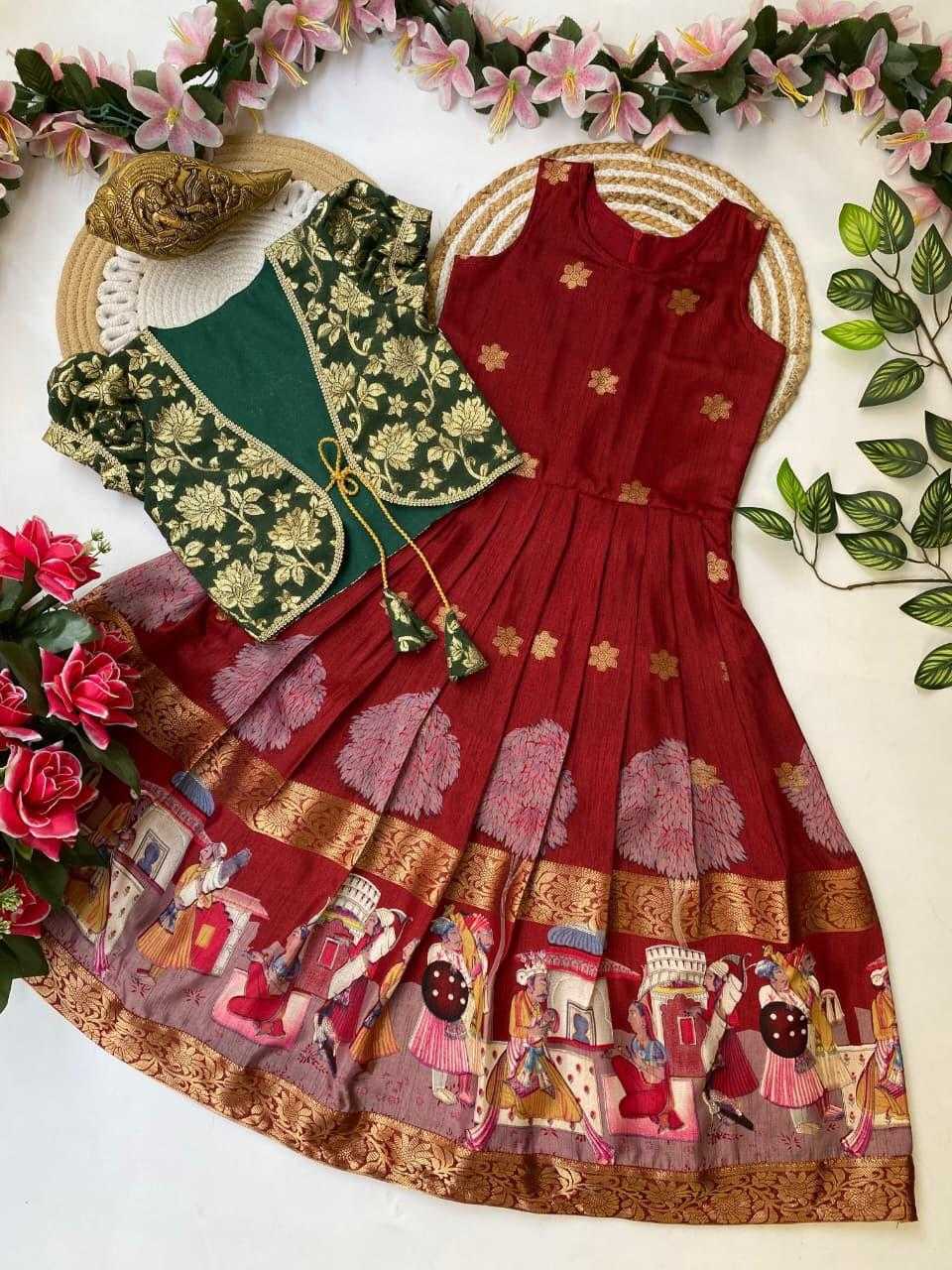Ynf Dola Silk KESH503 8165 Kids Wear Festive Collections Wholesale Kids Gown Kids Ethnic Gowns Kids Festive Wear Manufacturer- Kids Exports