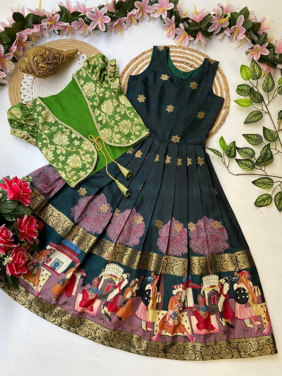 Ynf Dola Silk KESH503 8165 Kids Wear Festive Collections Wholesale Kids Gown Kids Ethnic Gowns Kids Festive Wear Manufacturer- Kids Exports