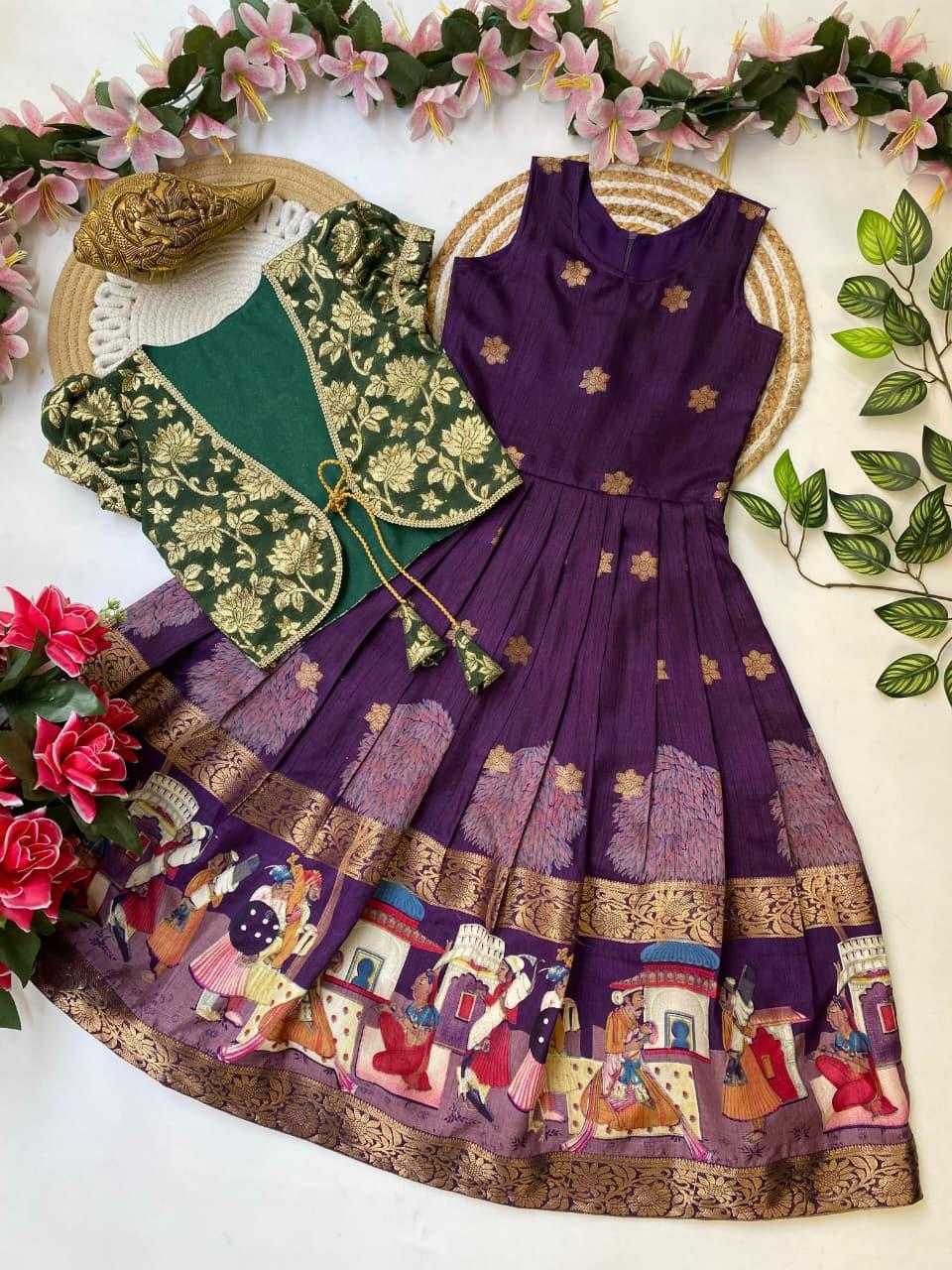 Ynf Dola Silk KESH503 8165 Kids Wear Festive Collections Wholesale Kids Gown Kids Ethnic Gowns Kids Festive Wear Manufacturer- Kids Exports