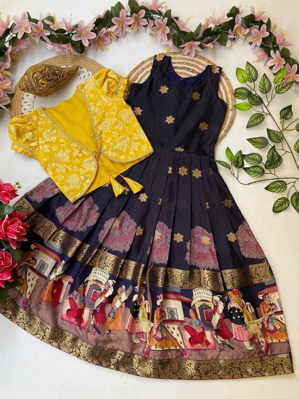 Ynf Dola Silk KESH503 8165 Kids Wear Festive Collections Wholesale Kids Gown Kids Ethnic Gowns Kids Festive Wear Manufacturer- Kids Exports