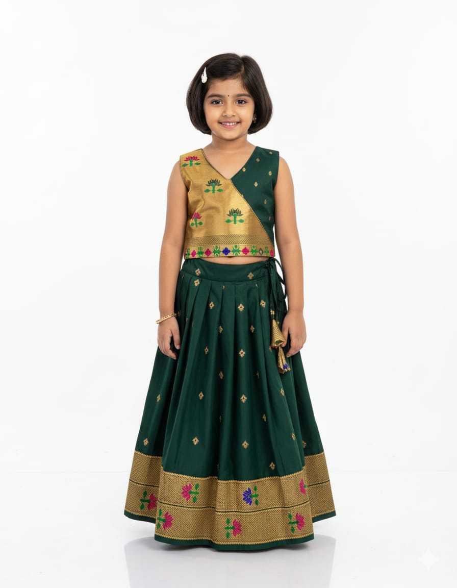Ynf Paithani Silk KESH679 101 Kids Wear Festive Collections Wholesale Kids Lehenga Kids Lehenga Choli Baby Girl Lehenga Manufacturer- Kids Exports