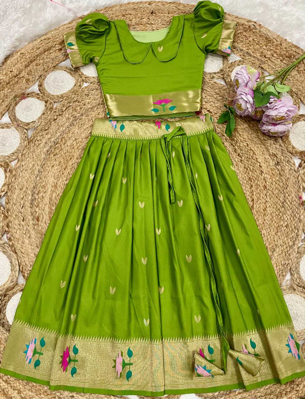Ynf Paithani Silk KESH685 102 Kids Wear Festive Collections Wholesale Kids Lehenga Kids Lehenga Choli Baby Girl Lehenga Manufacturer- Kids Exports