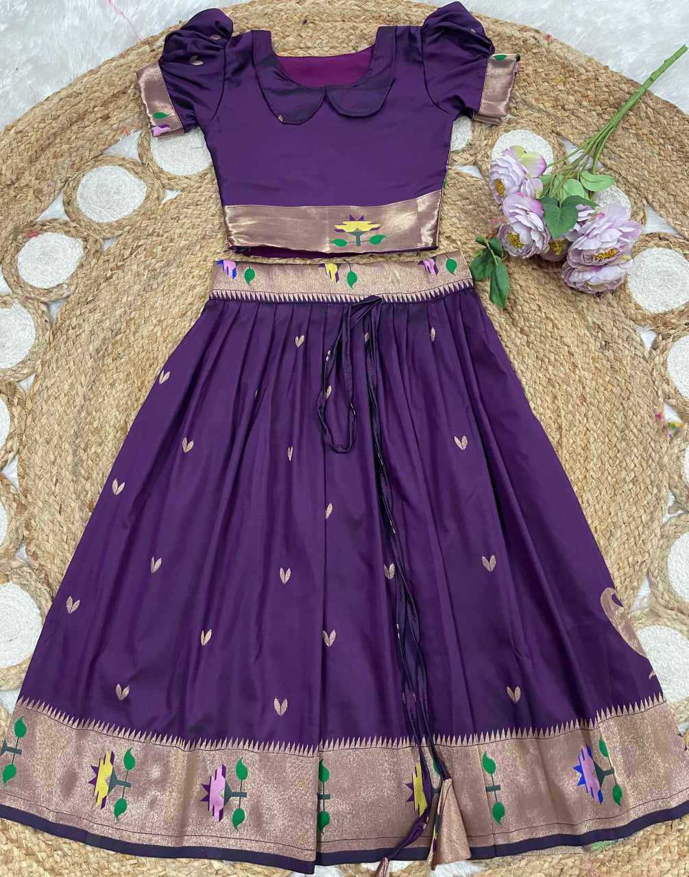 Ynf Paithani Silk KESH685 102 Kids Wear Festive Collections Wholesale Kids Lehenga Kids Lehenga Choli Baby Girl Lehenga Manufacturer- Kids Exports