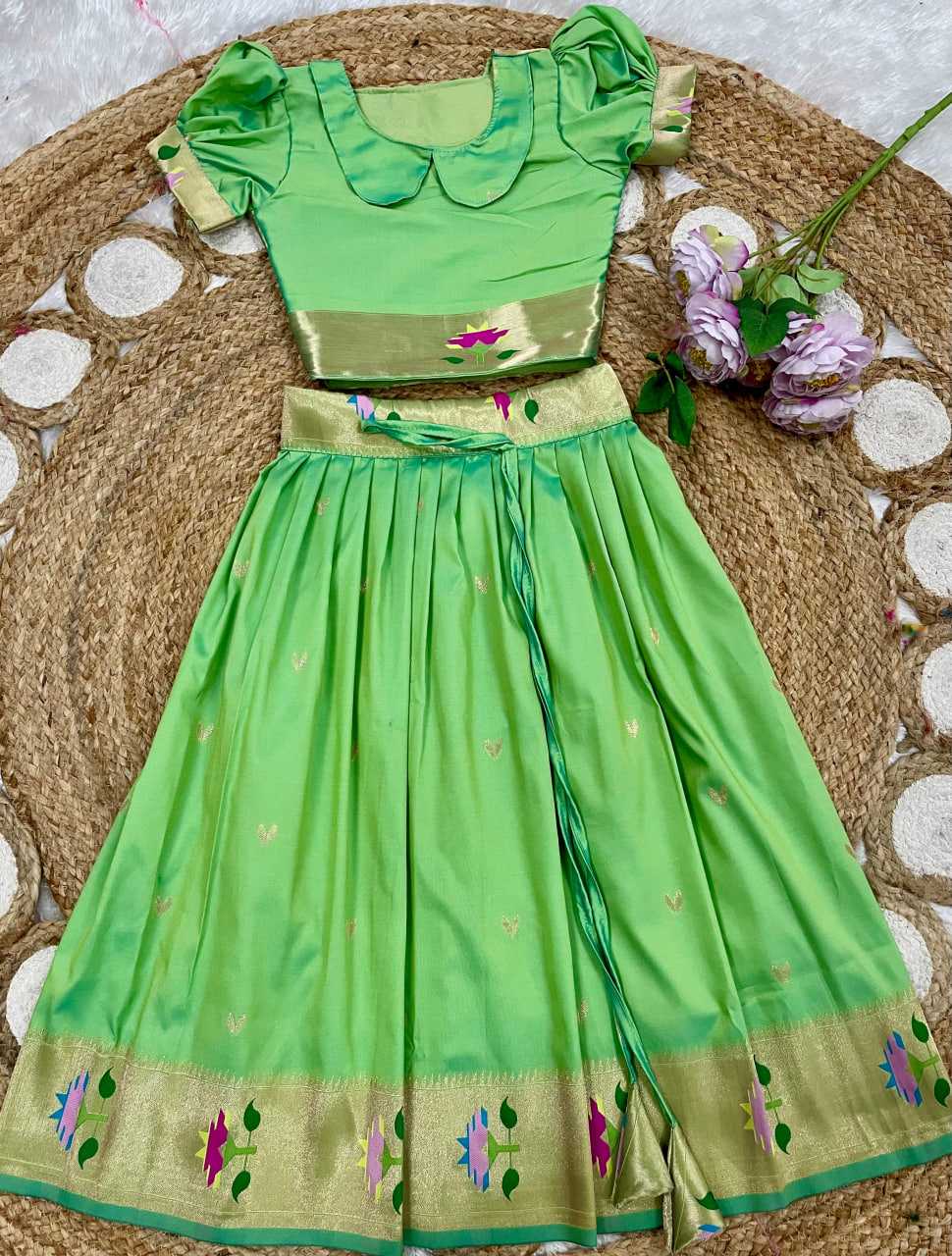 Ynf Paithani Silk KESH685 102 Kids Wear Festive Collections Wholesale Kids Lehenga Kids Lehenga Choli Baby Girl Lehenga Manufacturer- Kids Exports
