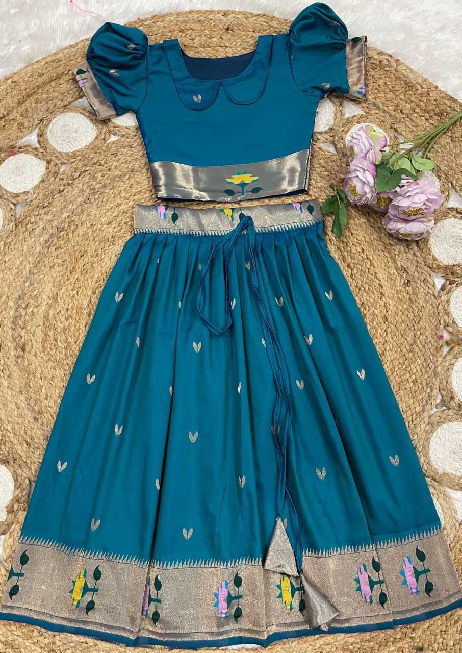 Ynf Paithani Silk KESH685 102 Kids Wear Festive Collections Wholesale Kids Lehenga Kids Lehenga Choli Baby Girl Lehenga Manufacturer- Kids Exports