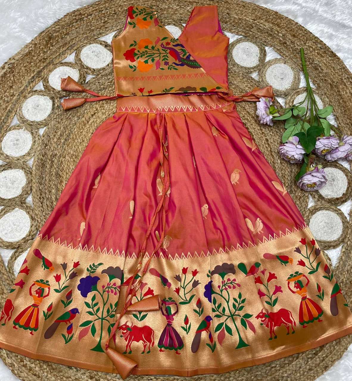 Ynf Paithani Silk KESH685 122 Kids Wear Festive Collections Wholesale Kids Lehenga Kids Lehenga Choli Baby Girl Lehenga Manufacturer- Kids Exports