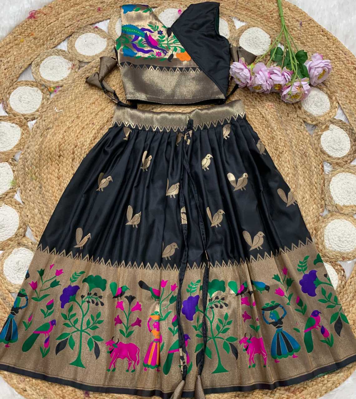 Ynf Paithani Silk KESH685 122 Kids Wear Festive Collections Wholesale Kids Lehenga Kids Lehenga Choli Baby Girl Lehenga Manufacturer- Kids Exports