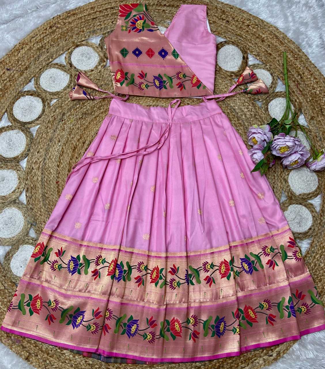 Ynf Paithani Silk KESH685 LOTUS Kids Wear Festive Collections Wholesale Kids Lehenga Kids Lehenga Choli Baby Girl Lehenga Manufacturer- Kids Exports
