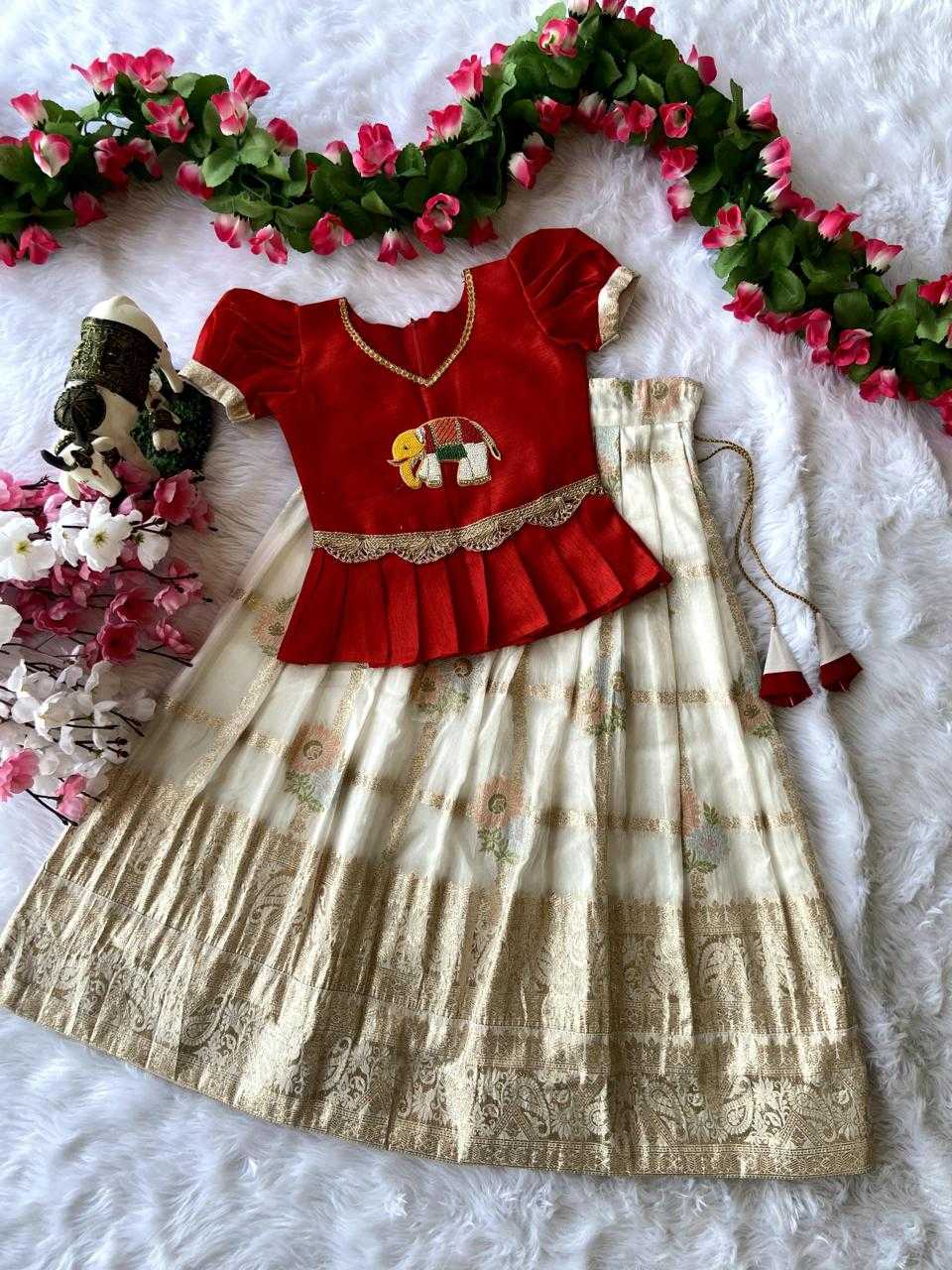Ynf Pure Viscos RIN235 paavadai Kids Wear Wholesale Kids Lehenga Kids Traditional Outfits Kids Festive Wear Manufacturer- Kids Exports