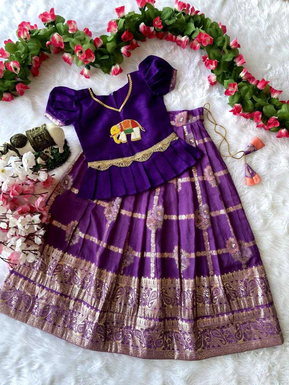 Ynf Pure Viscos RIN235 paavadai Kids Wear Wholesale Kids Lehenga Kids Traditional Outfits Kids Festive Wear Manufacturer- Kids Exports