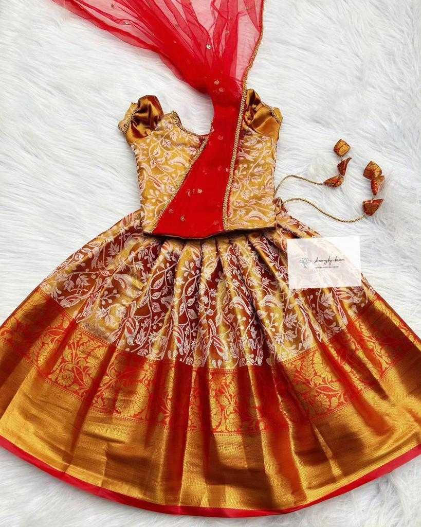 Ynf Silk Cotton RIN235 Zari-Weaving Kids Wear Wholesale Kids Lehenga Kids Traditional Outfits Kids Festive Wear Manufacturer- Kids Exports