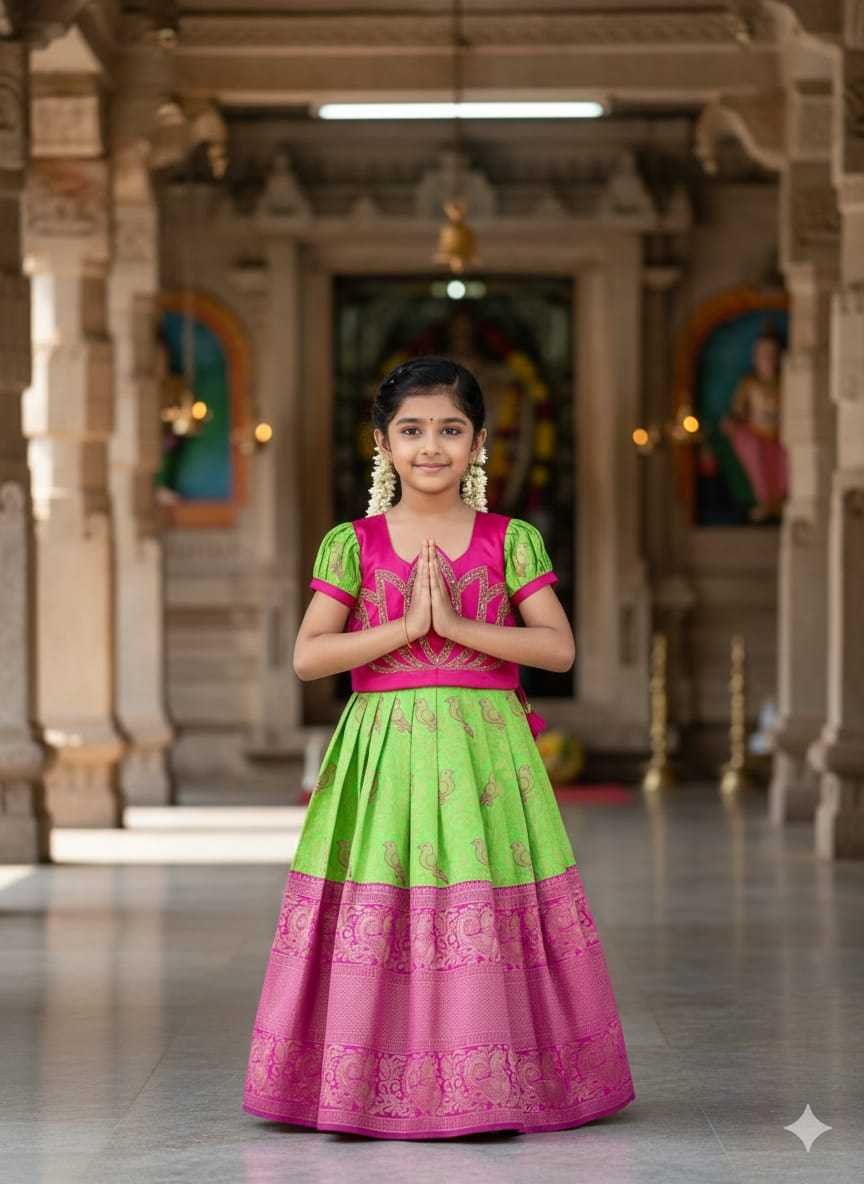 Ynf Silk KESH505 Six6 Lotus Kids Wear Wholesale Kids Gown Kids Ethnic Gowns Manufacturer- Kids Exports