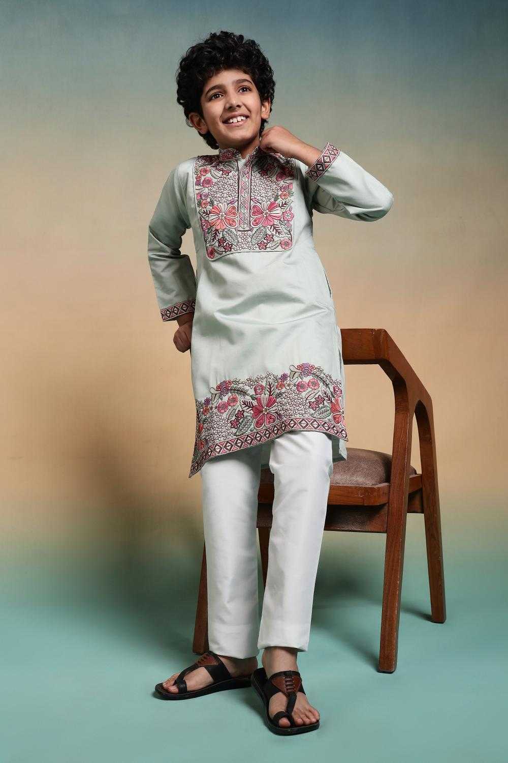 Ynf Silk RIN202 91101 SHAAHI JUNIOR Kids Wear Wholesale Boys Kurta Pyjama Kids Kurta Pajama Baby Boy Kurta Set Manufacturer- Kids Exports