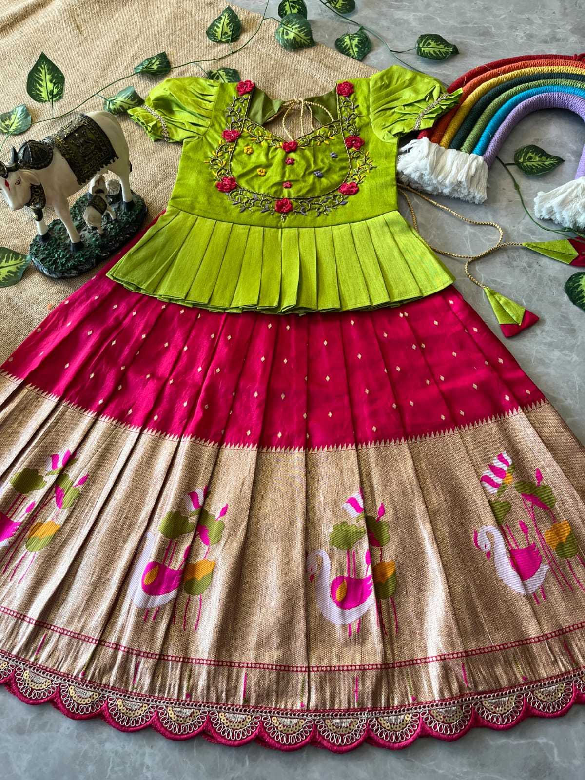 Ynf Soft Dola RIN235 Flamingo Kids Wear Wholesale Kids Lehenga Kids Designer Frock Kids Festive Wear Manufacturer- Kids Exports
