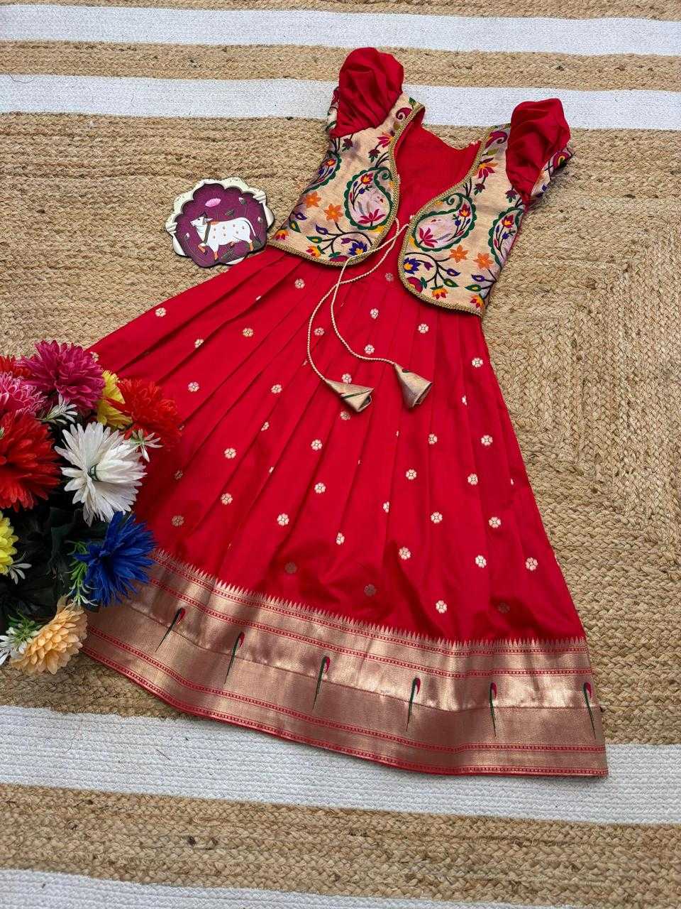 Ynf Soft Silk RIN235 Paithani Kids Wear Wholesale Kids Lehenga Kids Designer Frock Kids Festive Wear Manufacturer- Kids Exports
