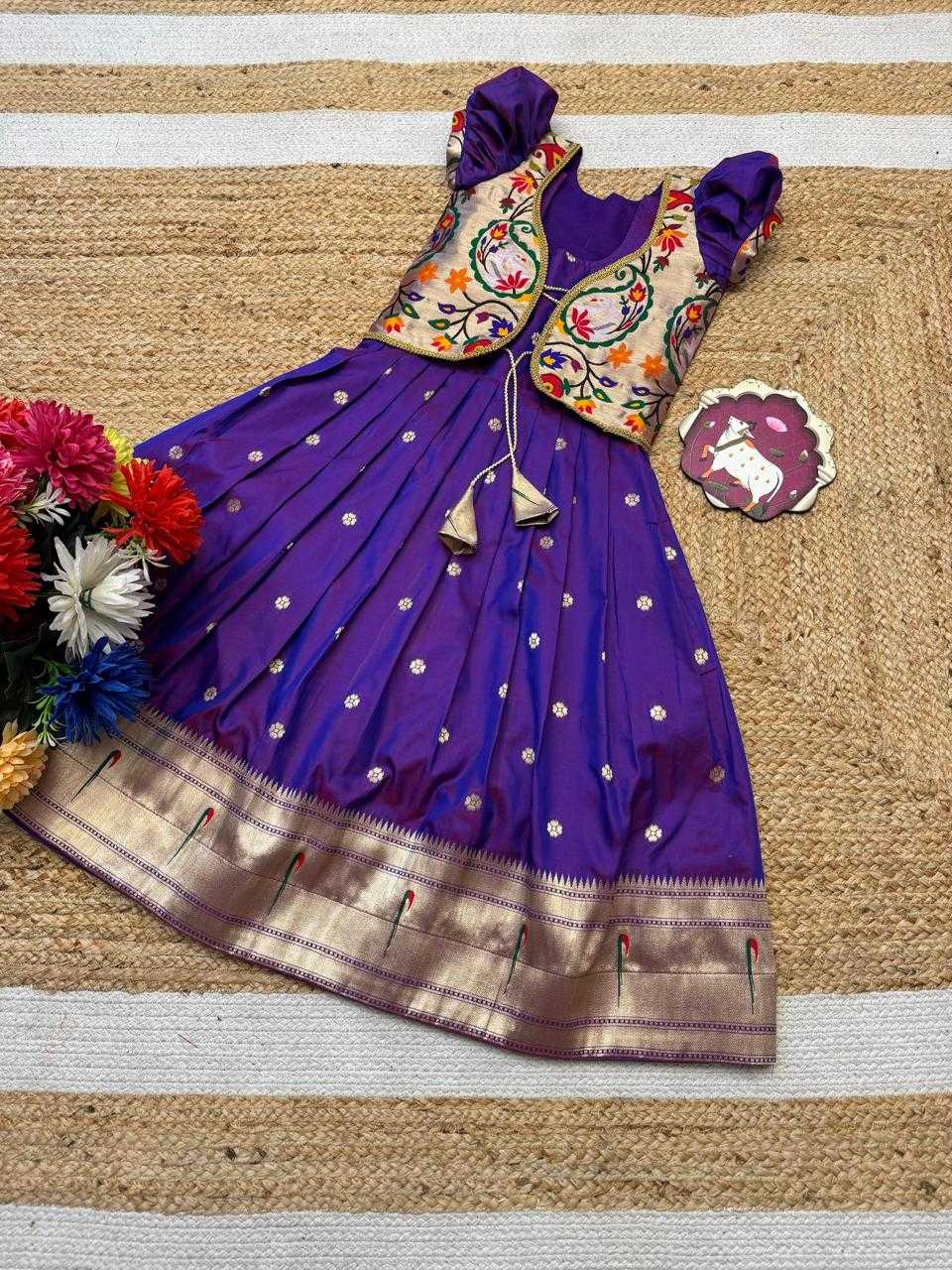 Ynf Soft Silk RIN235 Paithani Kids Wear Wholesale Kids Lehenga Kids Designer Frock Kids Festive Wear Manufacturer- Kids Exports
