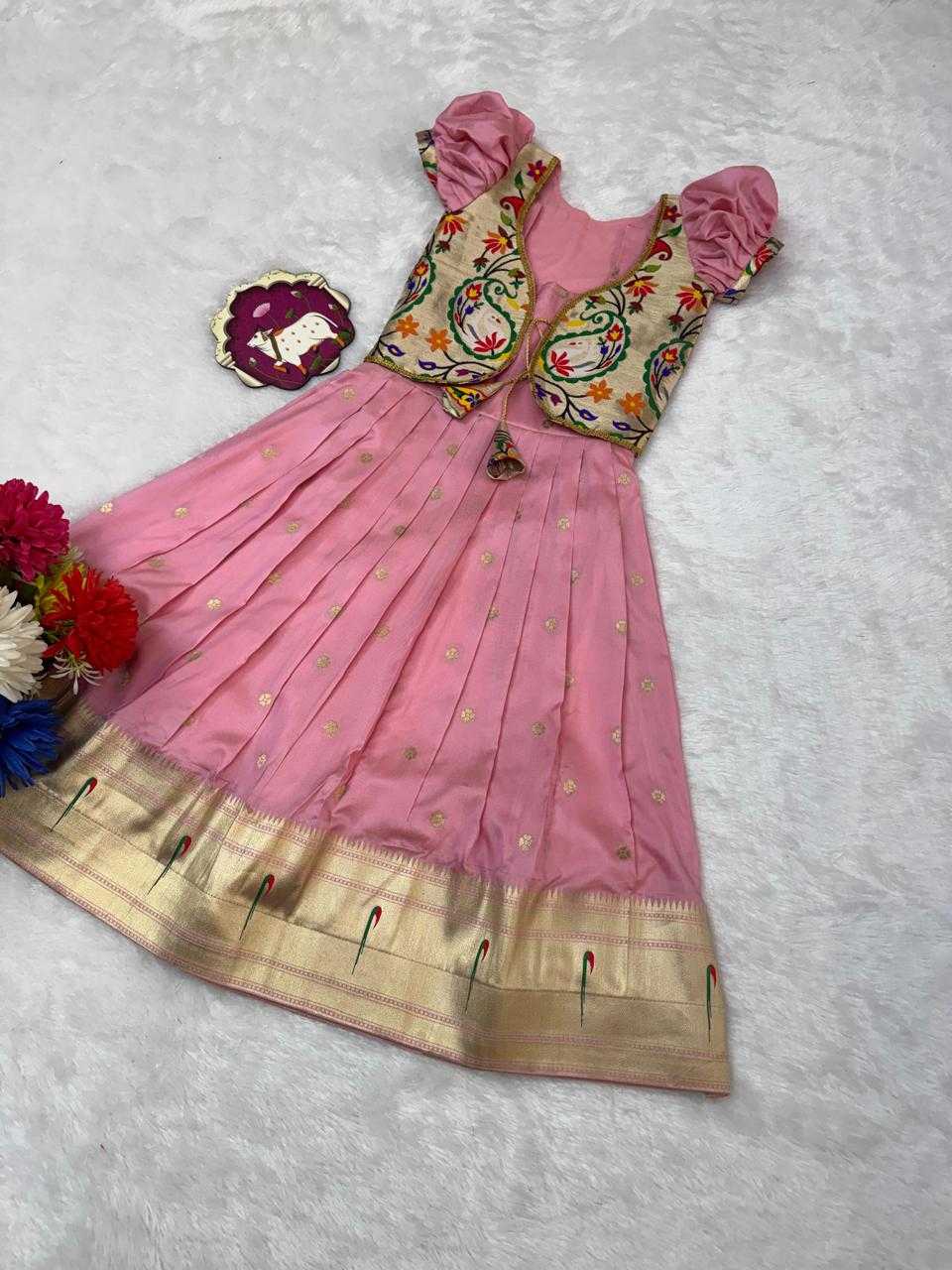 Ynf Soft Silk RIN235 Paithani Kids Wear Wholesale Kids Lehenga Kids Designer Frock Kids Festive Wear Manufacturer- Kids Exports
