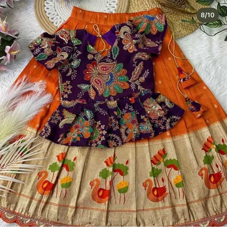 Ynf Tissue Silk RIN235 112 Kids Wear Festive Collections Wholesale Kids Lehenga Kids Lehenga Choli Baby Girl Lehenga Manufacturer- Kids Exports