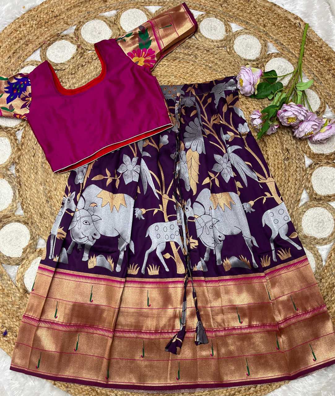 Ynf Paithani Silk KESH685 129 Kids Wear Festive Collections Wholesale Kids Lehenga Kids Lehenga Choli Baby Girl Lehenga Manufacturer- Kids Exports