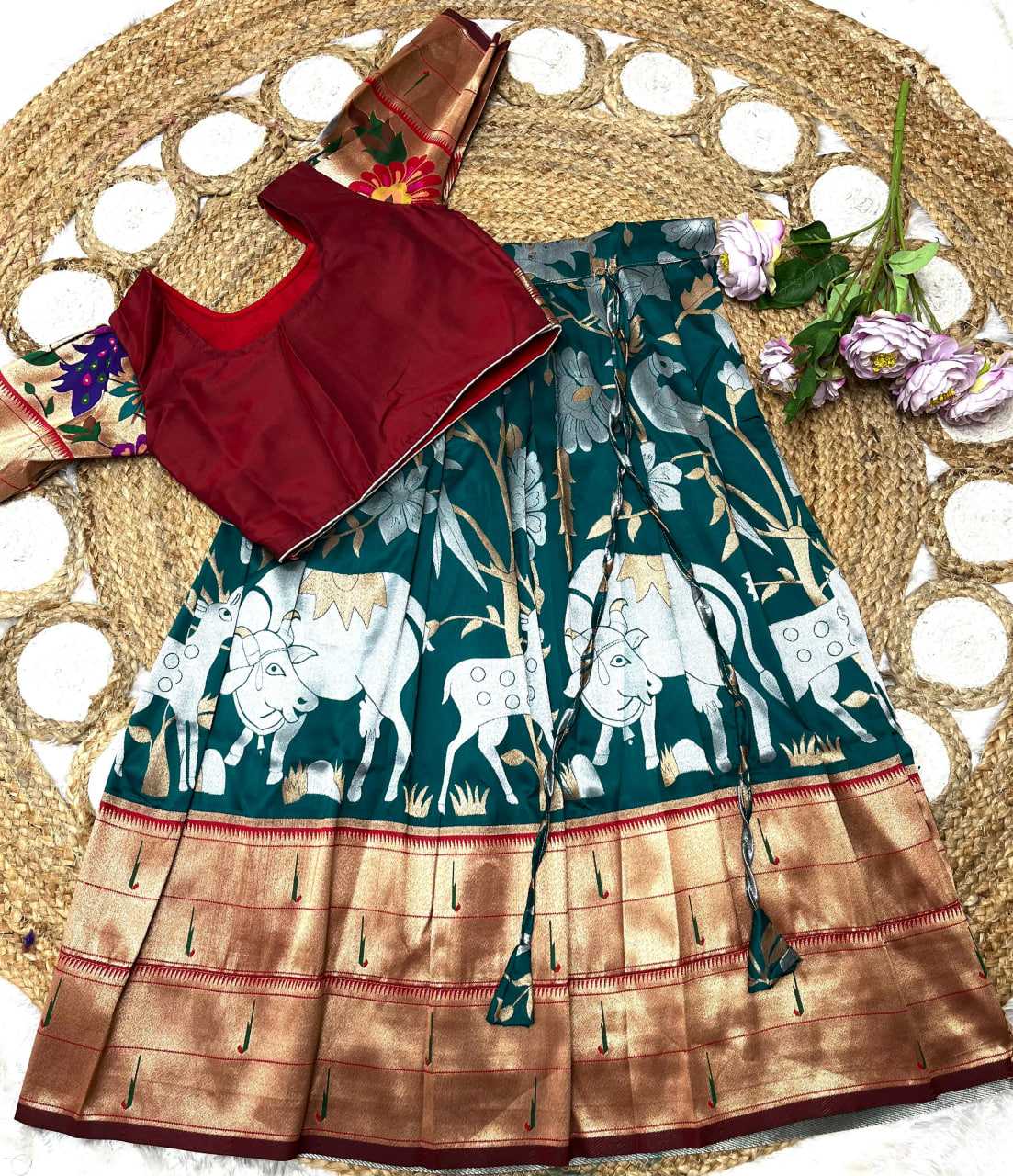 Ynf Paithani Silk KESH685 129 Kids Wear Festive Collections Wholesale Kids Lehenga Kids Lehenga Choli Baby Girl Lehenga Manufacturer- Kids Exports