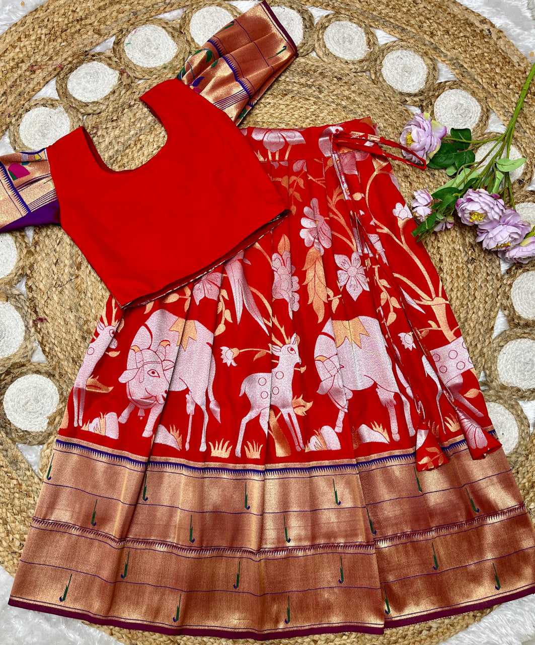 Ynf Paithani Silk KESH685 129 Kids Wear Festive Collections Wholesale Kids Lehenga Kids Lehenga Choli Baby Girl Lehenga Manufacturer- Kids Exports