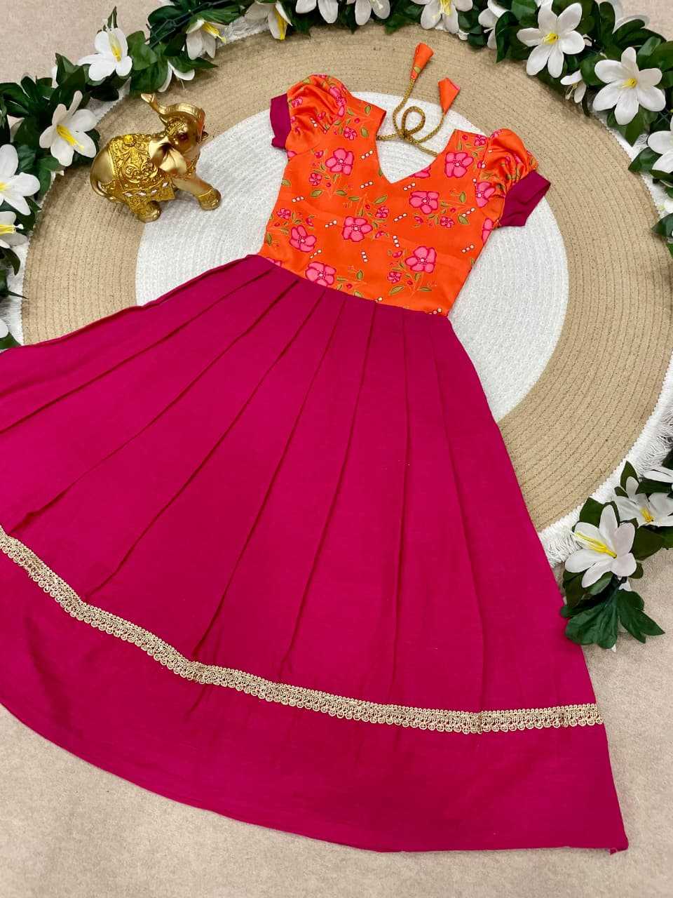 Ynf Pure Cotton KESH505 Pinkky Kids Wear Wholesale Kids Gown Girls Cotton Frocks Kids Designer Frock Manufacturer- Kids Exports