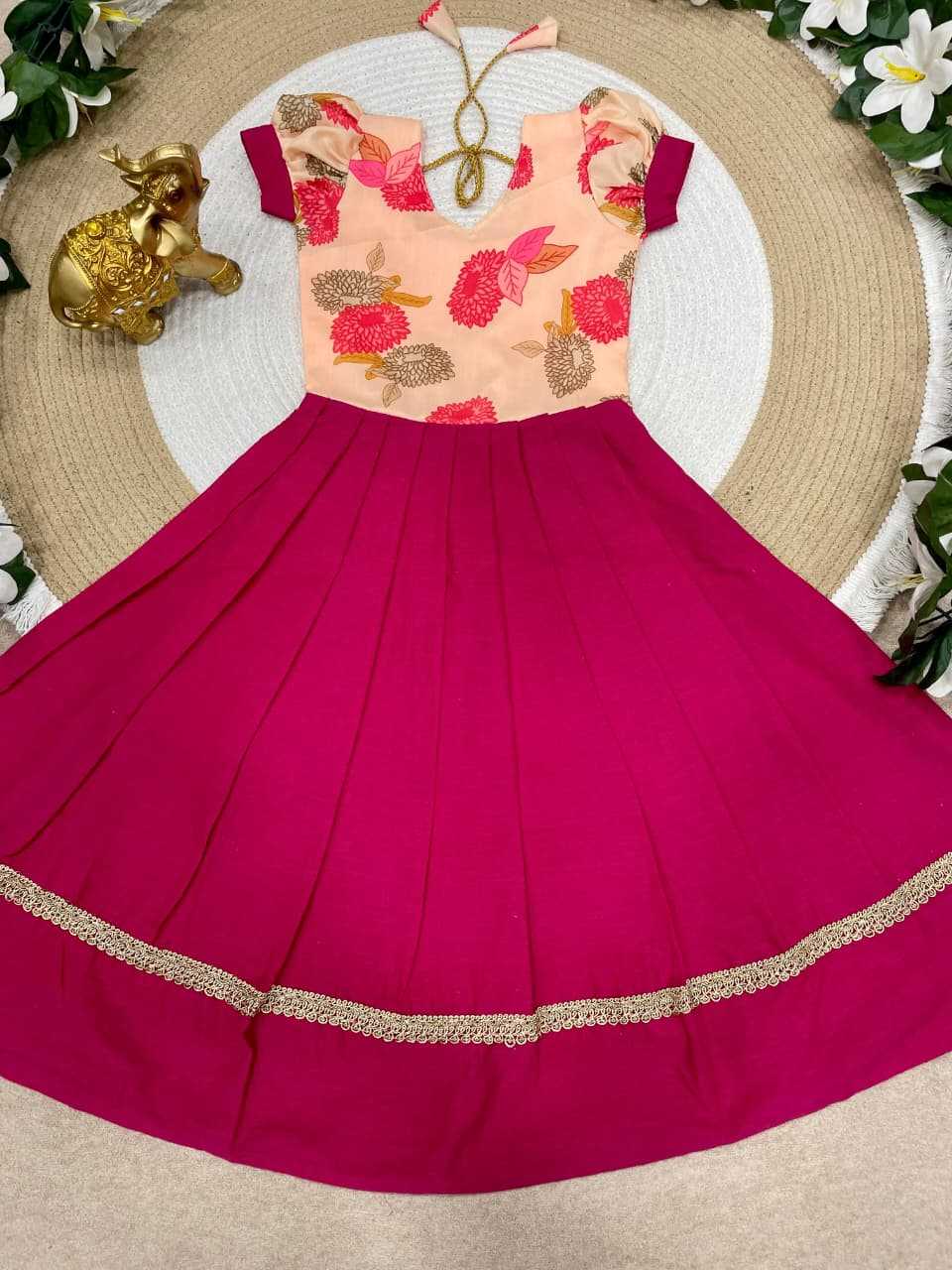 Ynf Pure Cotton KESH505 Pinkky Kids Wear Wholesale Kids Gown Girls Cotton Frocks Kids Designer Frock Manufacturer- Kids Exports