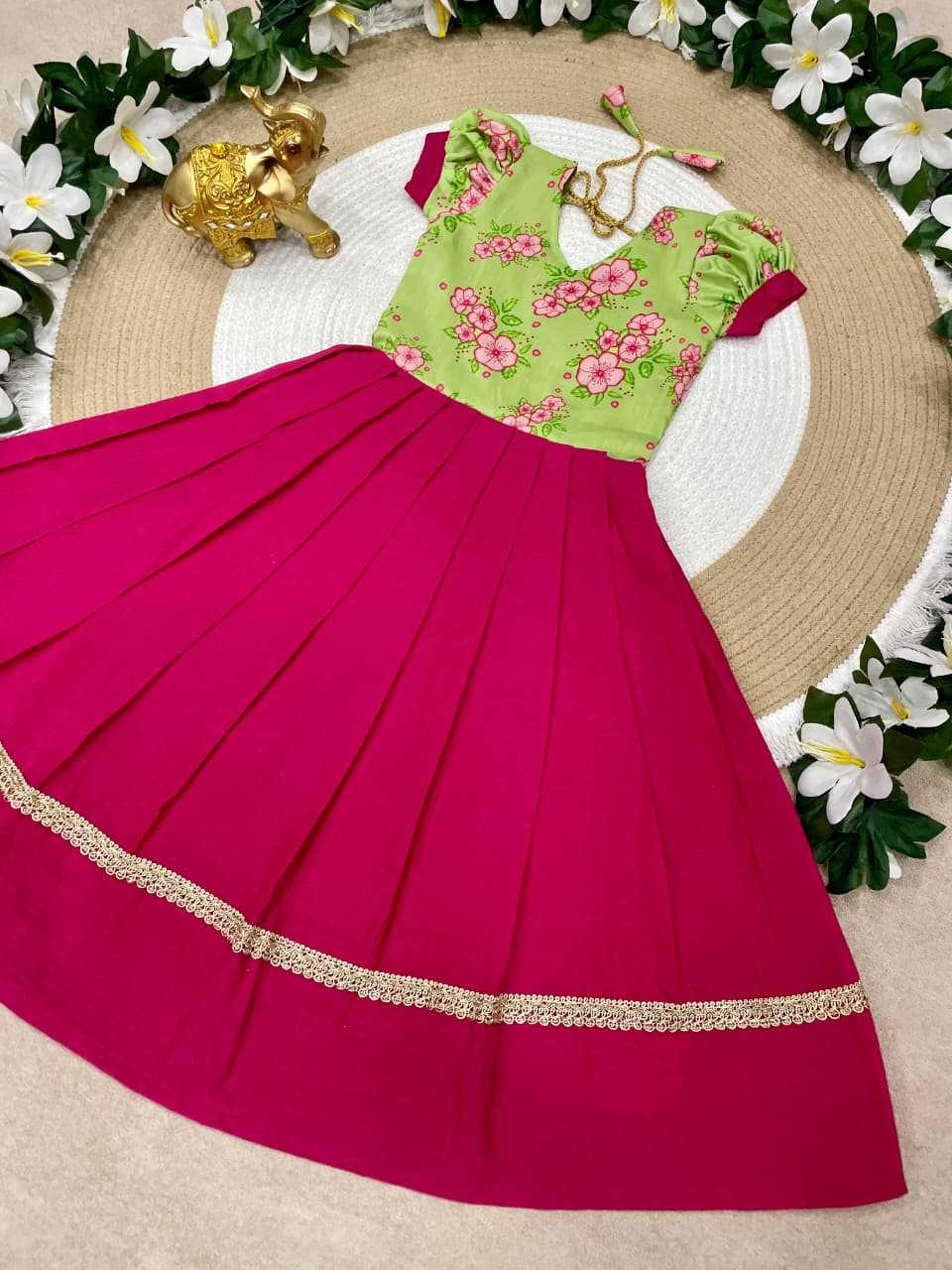 Ynf Pure Cotton KESH505 Pinkky Kids Wear Wholesale Kids Gown Girls Cotton Frocks Kids Designer Frock Manufacturer- Kids Exports