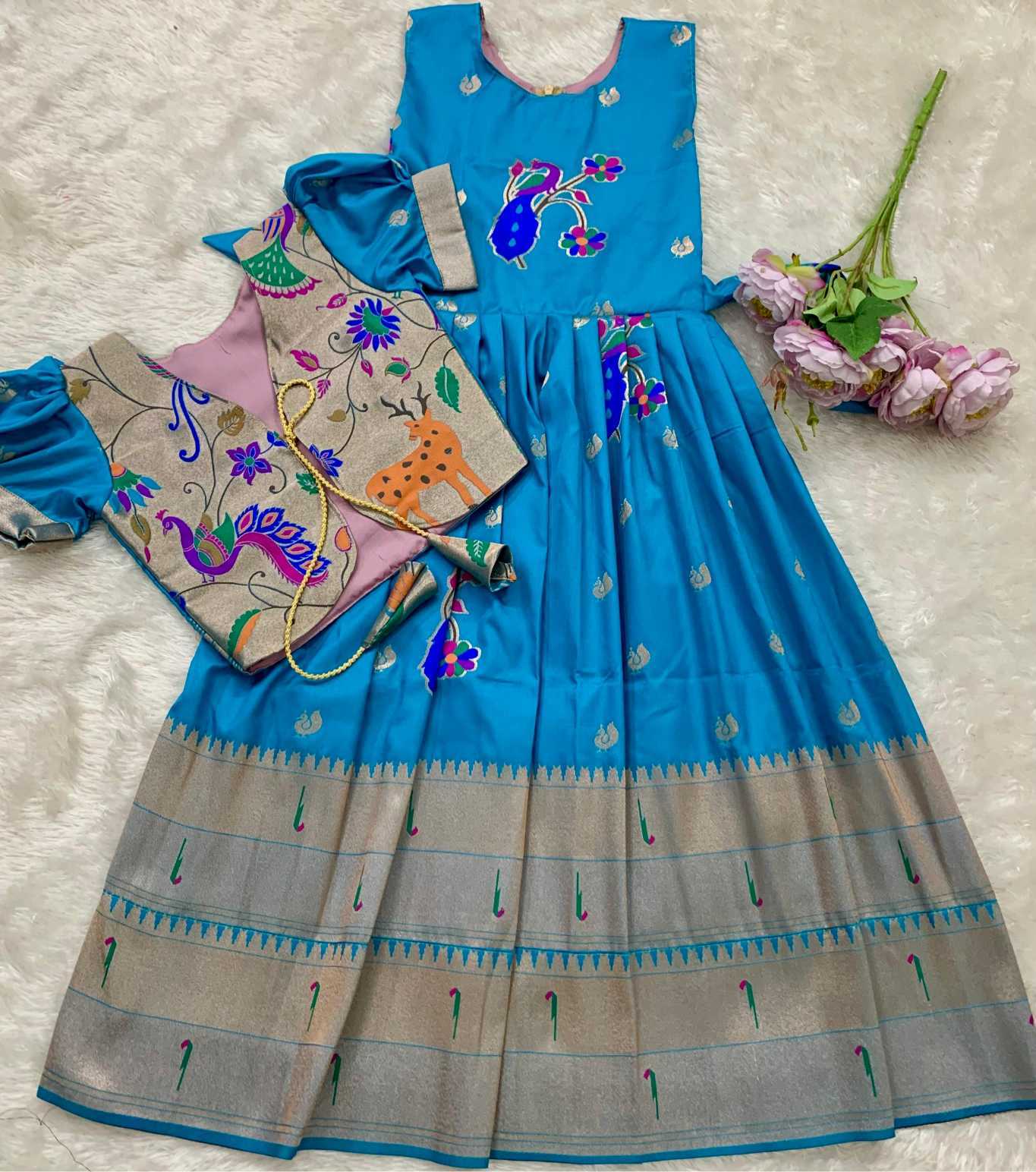 Ynf Paithani Silk KESH685 Bhavishaara Kids Wear Wholesale Kids Gown Kids Ethnic Gowns Manufacturer- Kids Exports
