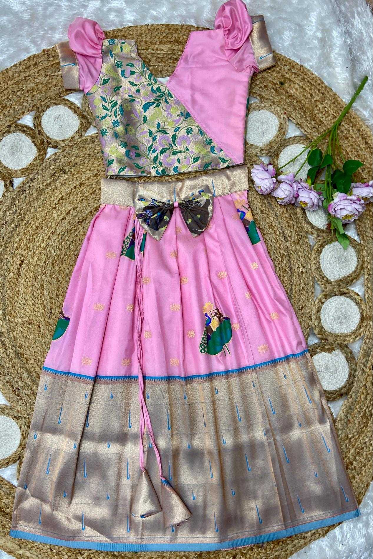 Ynf Paithani Silk KESH685 muniya Kids Wear Wholesale Kids Lehenga Kids Designer Frock Kids Traditional Outfits Manufacturer- Kids Exports