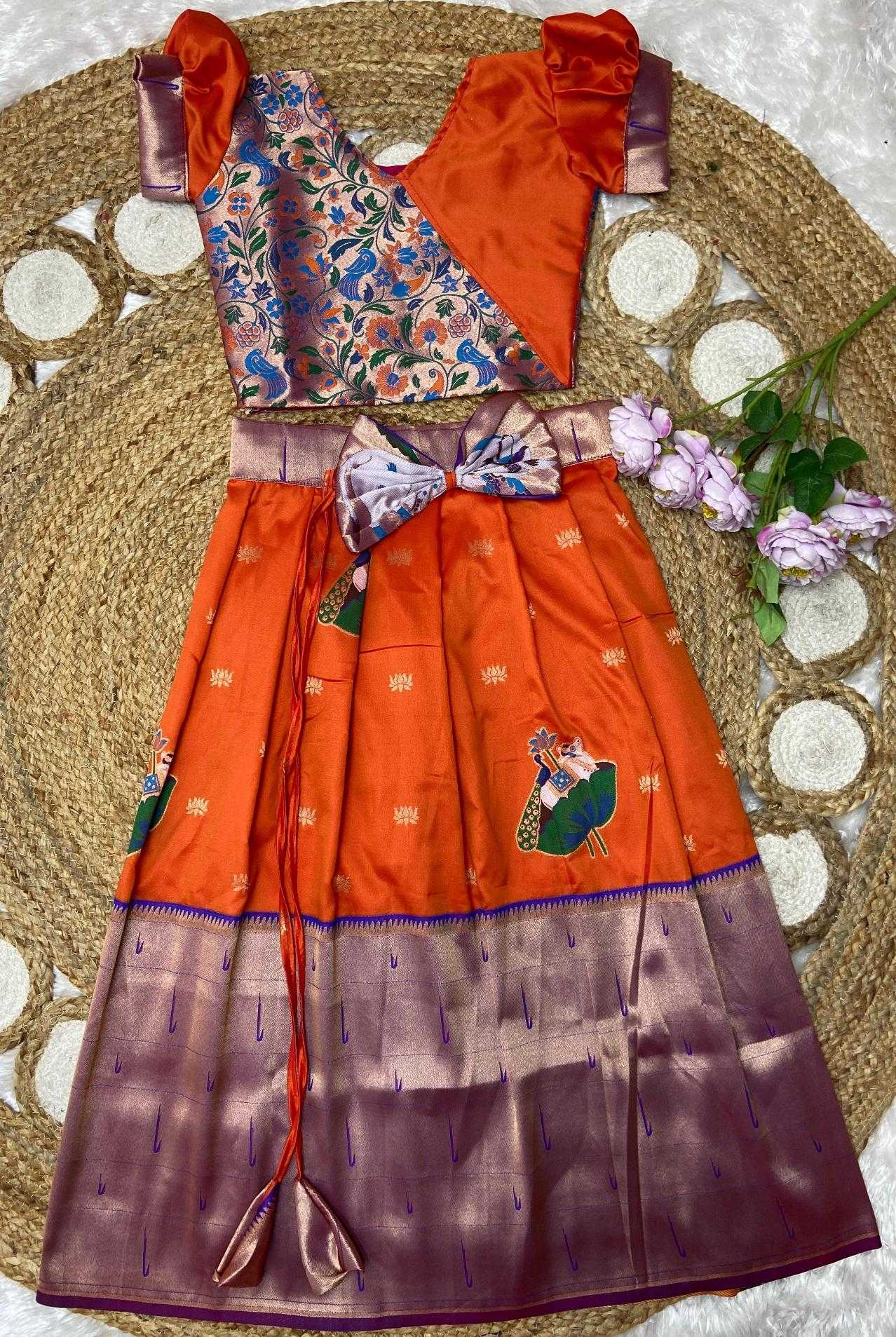 Ynf Paithani Silk KESH685 muniya Kids Wear Wholesale Kids Lehenga Kids Designer Frock Kids Traditional Outfits Manufacturer- Kids Exports