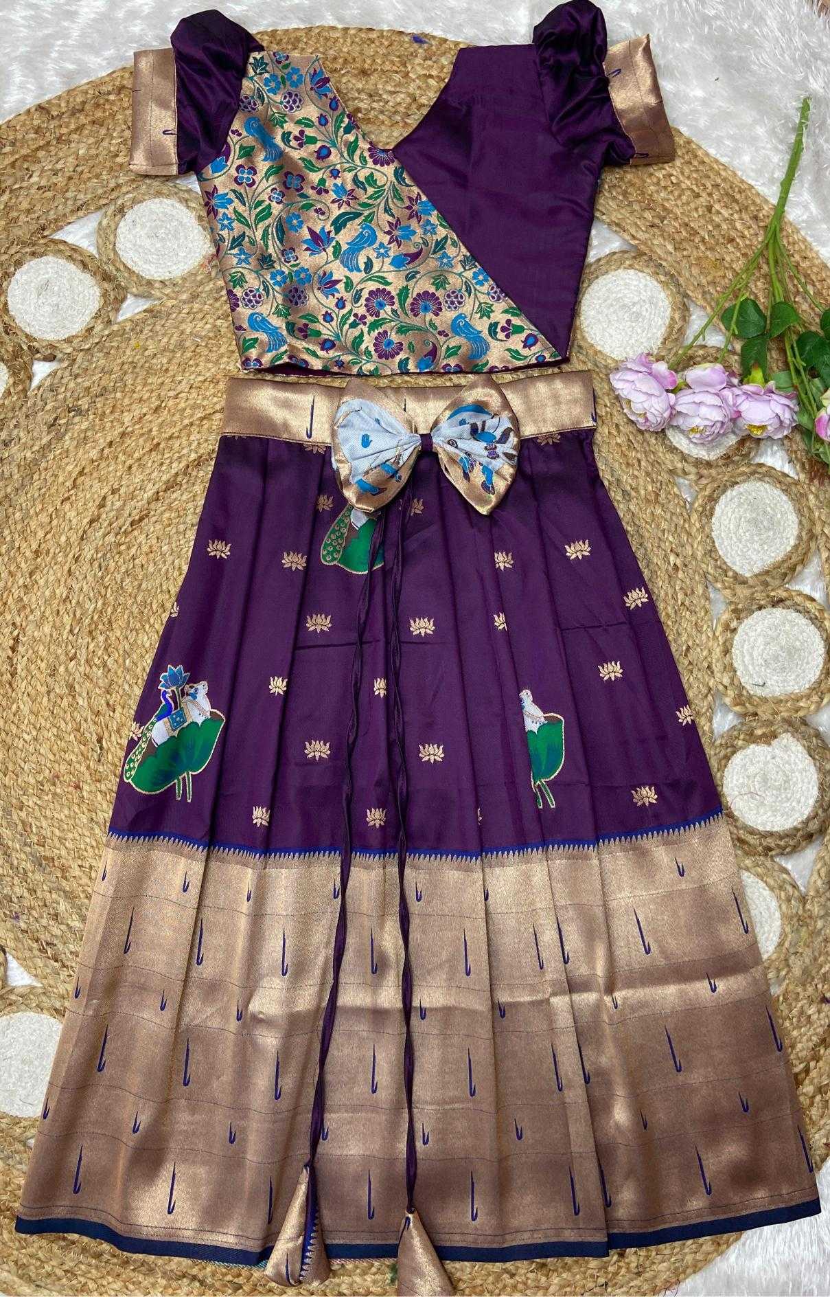 Ynf Paithani Silk KESH685 muniya Kids Wear Wholesale Kids Lehenga Kids Designer Frock Kids Traditional Outfits Manufacturer- Kids Exports