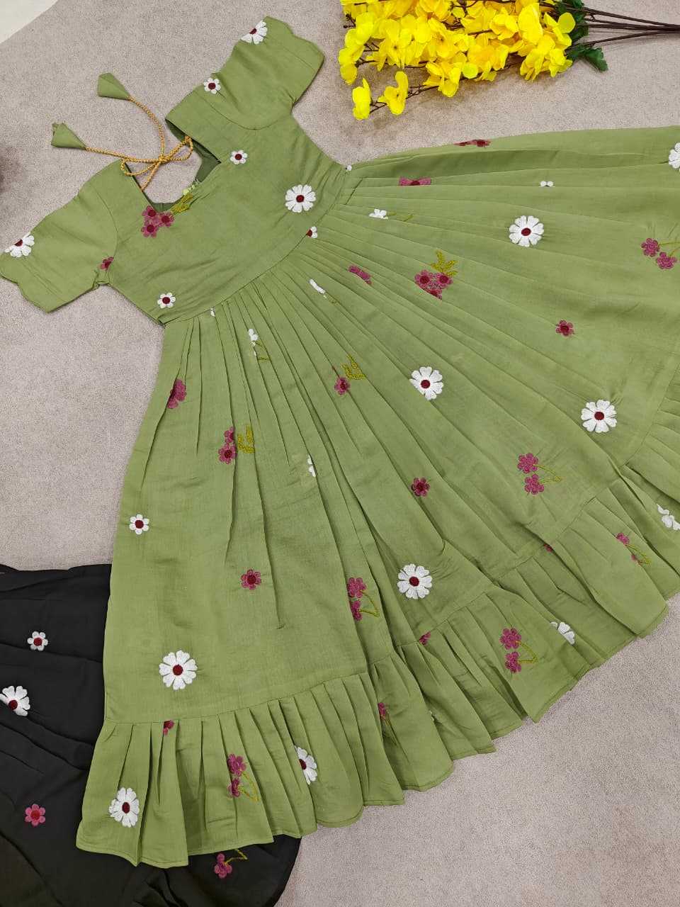 Ynf Pure Cotton KESH505 Summer Kids Wear Wholesale Kids Gown Kids Designer Frock Kids Party Wear Ethnic Manufacturer- Kids Exports