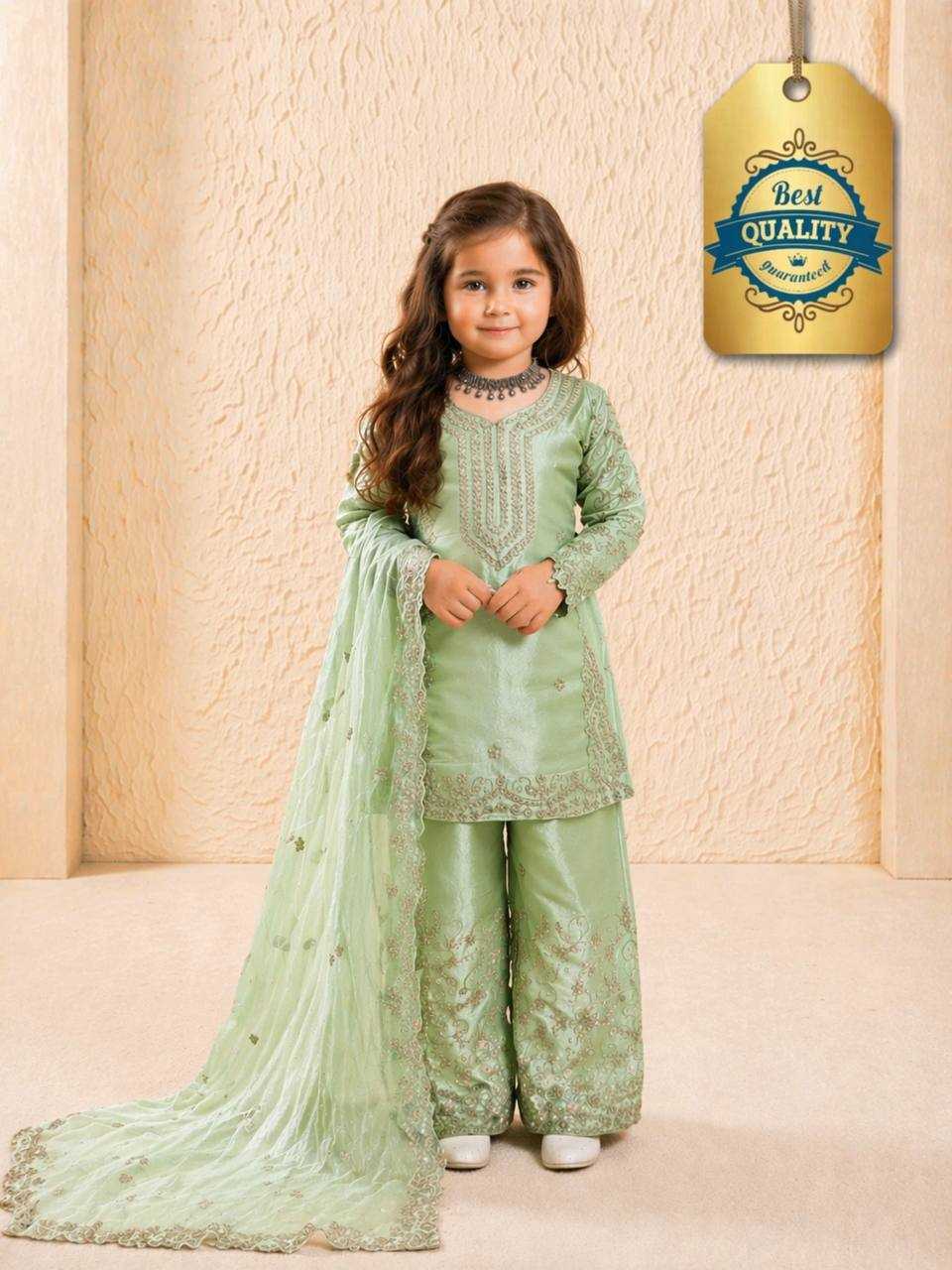 Ynf Pure Silk RIN234 244 Kids Wear Wholesale Kids Sharara Kids Traditional Outfits Kids Party Wear Ethnic Manufacturer- Kids Exports