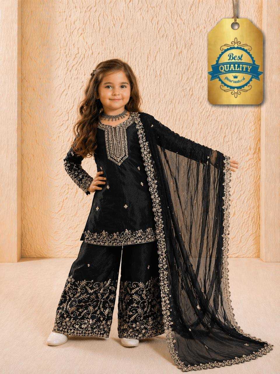 Ynf Pure Silk RIN234 244 Kids Wear Wholesale Kids Sharara Kids Traditional Outfits Kids Party Wear Ethnic Manufacturer- Kids Exports