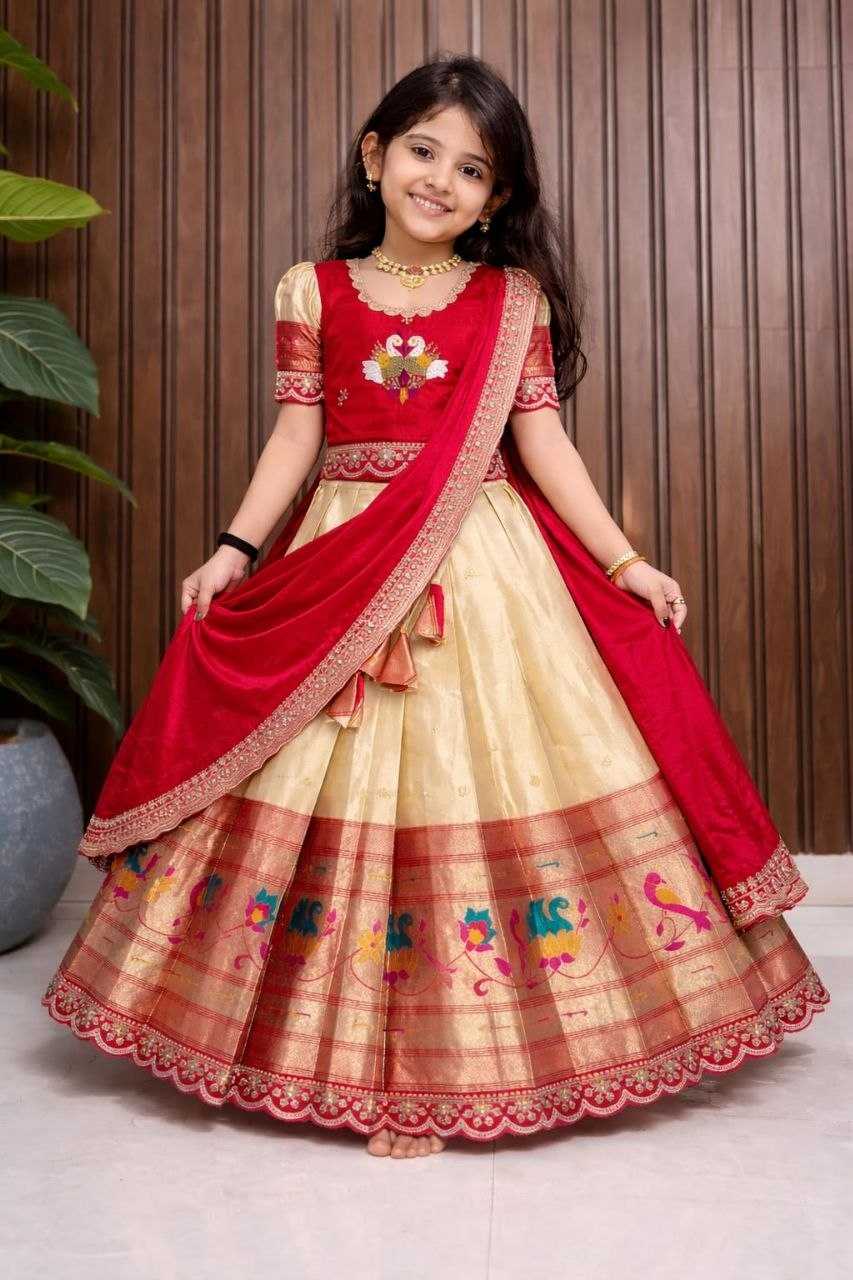 Ynf Rangoli Silk RIN161 PEACOCK Kids Wear Wholesale Embroidered Frock Kids Designer Frock Kids Party Wear Ethnic Manufacturer- Kids Exports