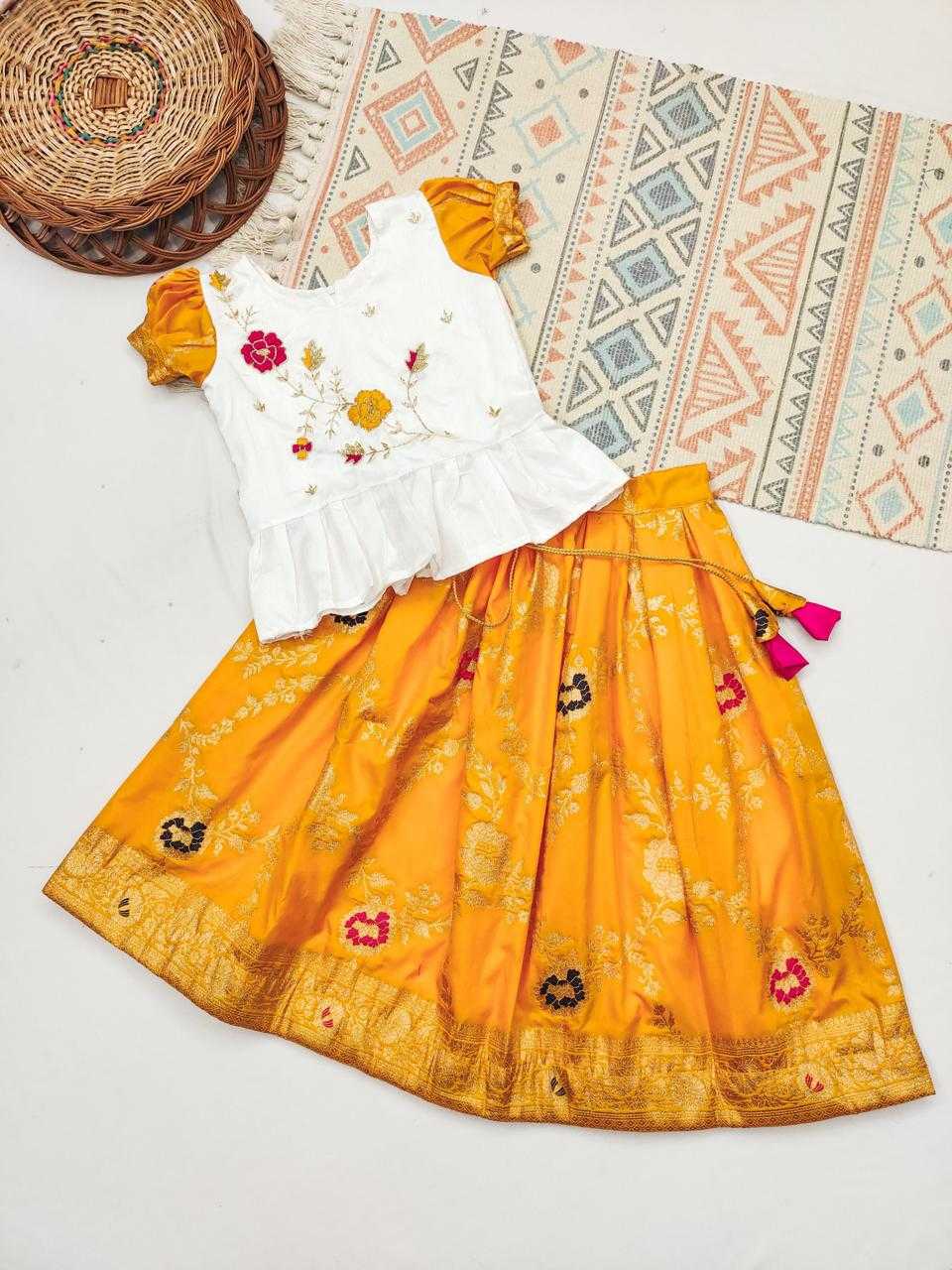 Ynf Banarasi Soft Silk RIN235 Soft Silk Kids Wear Wholesale Kids Designer Frock Kids Festive Wear Kids Party Wear Ethnic Manufacturer- Kids Exports