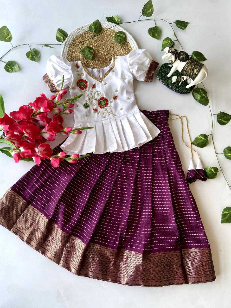 Ynf Dola Silk RIN235 Pattu paavadai Kids Wear Wholesale Kids Lehenga Kids Designer Frock Kids Traditional Outfits Manufacturer- Kids Exports