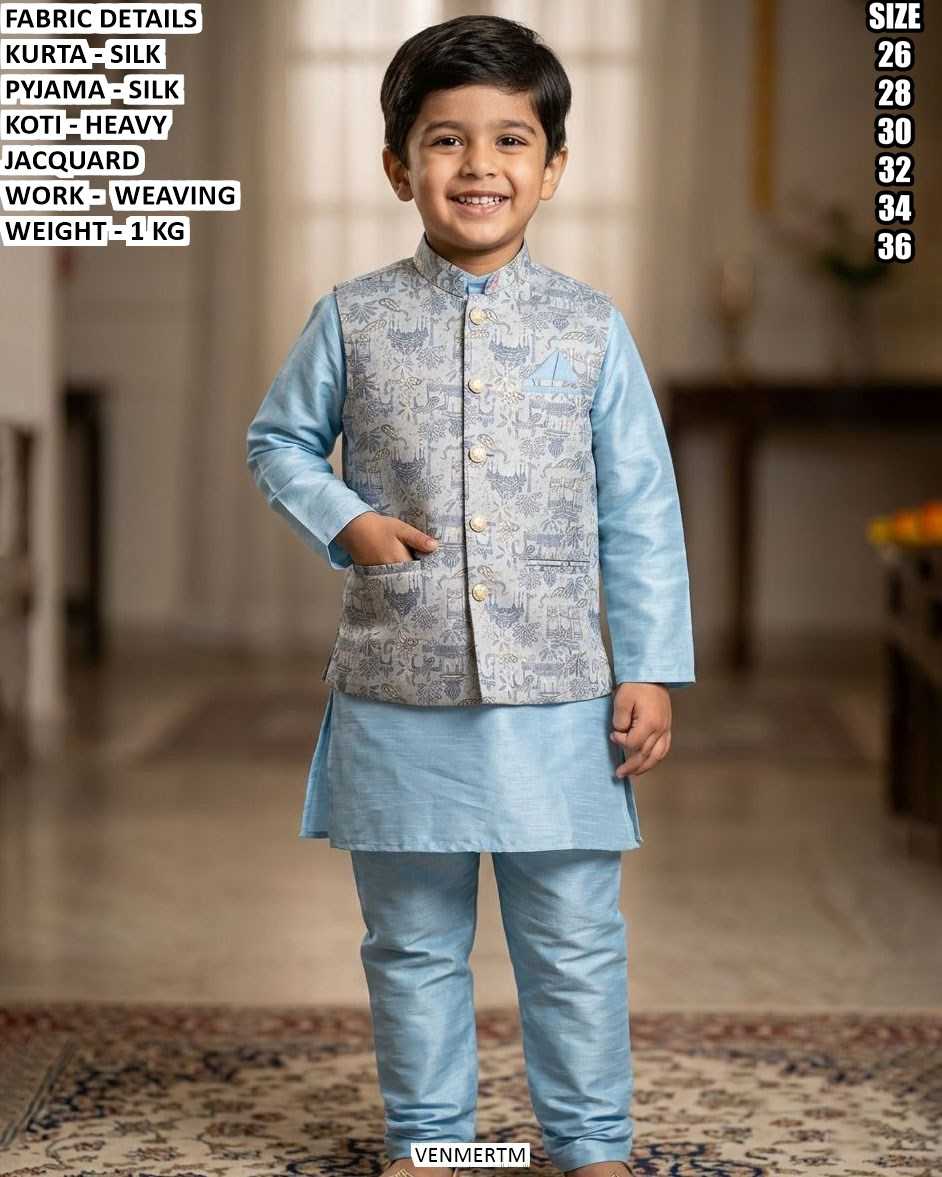 Ynf Silk KESH481 223 Kids Wear Wholesale Boys Kurta Pyjama Embroidered Frock Manufacturer- Kids Exports