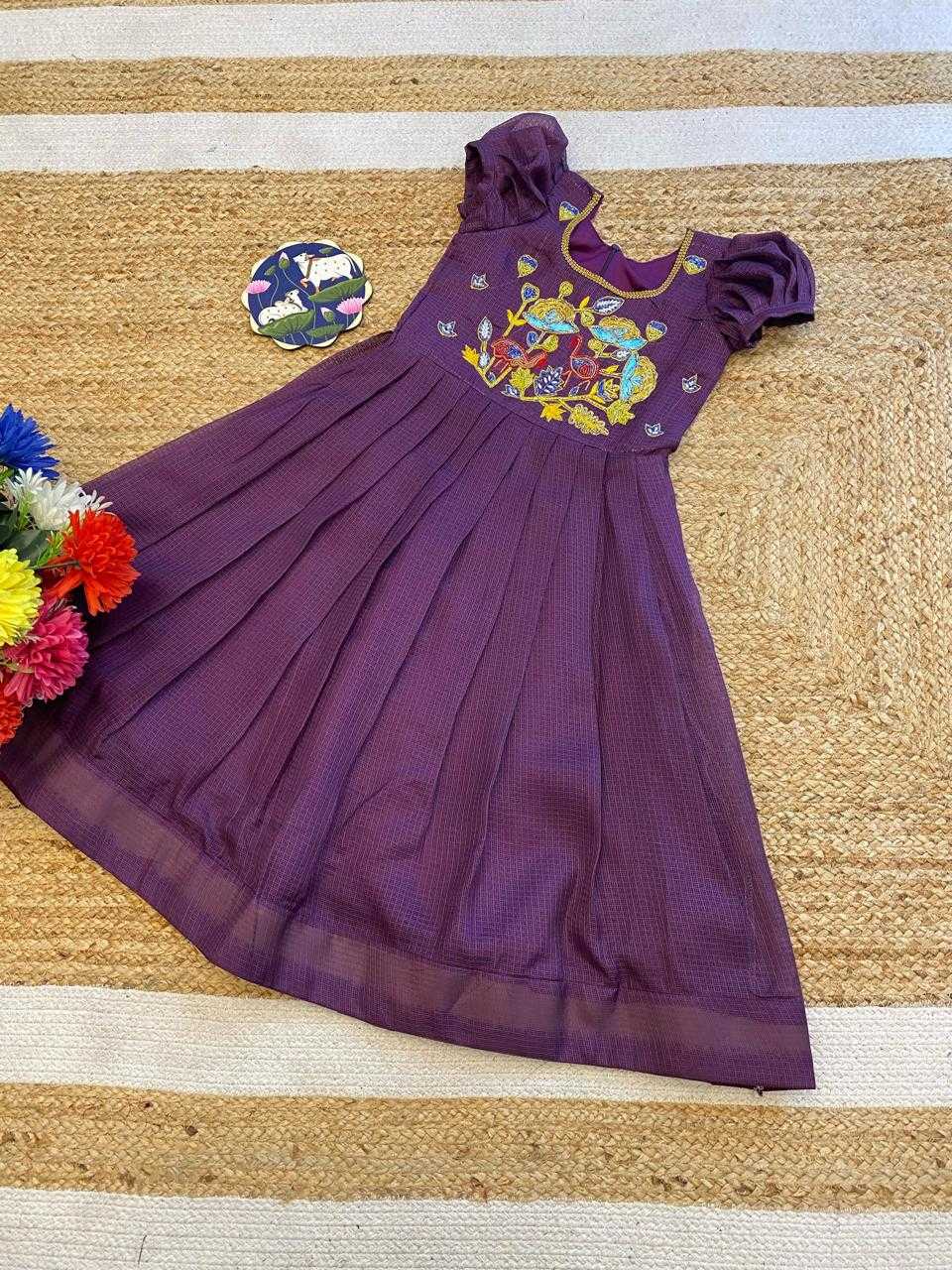 Ynf Soft Kota RIN235 Fancy Neck Kids Wear Wholesale Embroidered Frock Kids Designer Frock Kids Traditional Outfits Manufacturer- Kids Exports