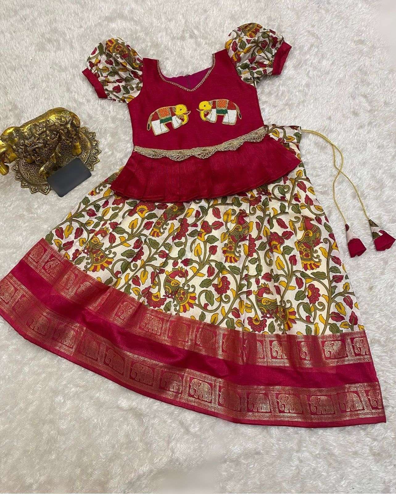 YNF TUSSAR SILK RIN192 8038 KIDS WEAR WHOLESALE KIDS LEHENGAS MANUFACTURER